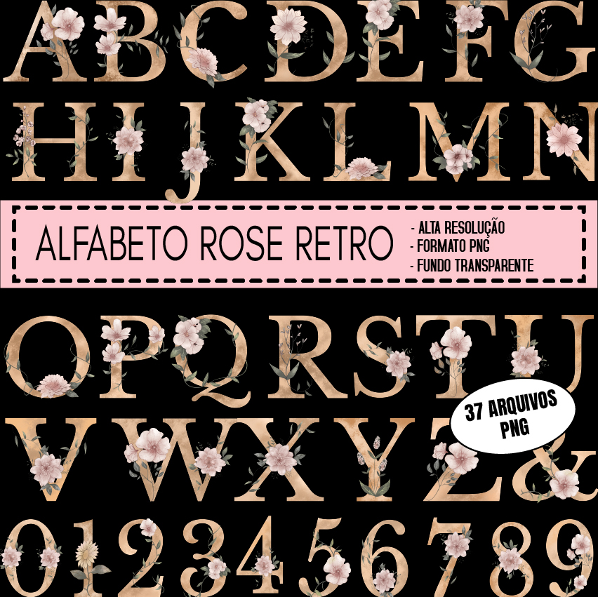 KIT DIGITAL ALFABETO ROSE RETRO