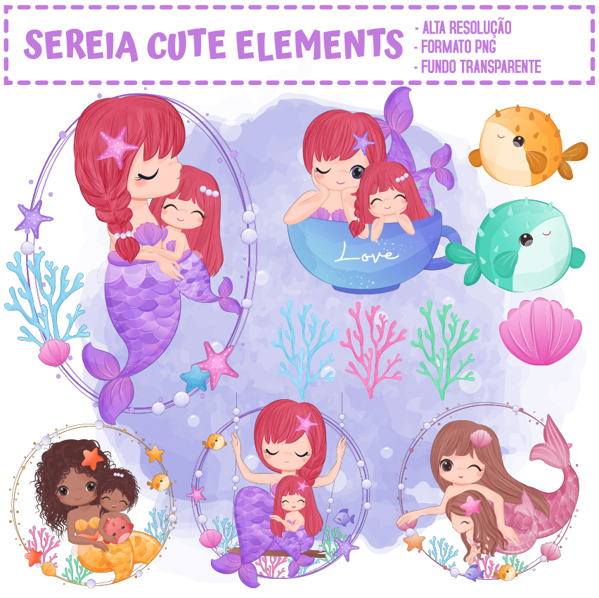 KIT DIGITAL SEREIA CUTE ELEMENTS