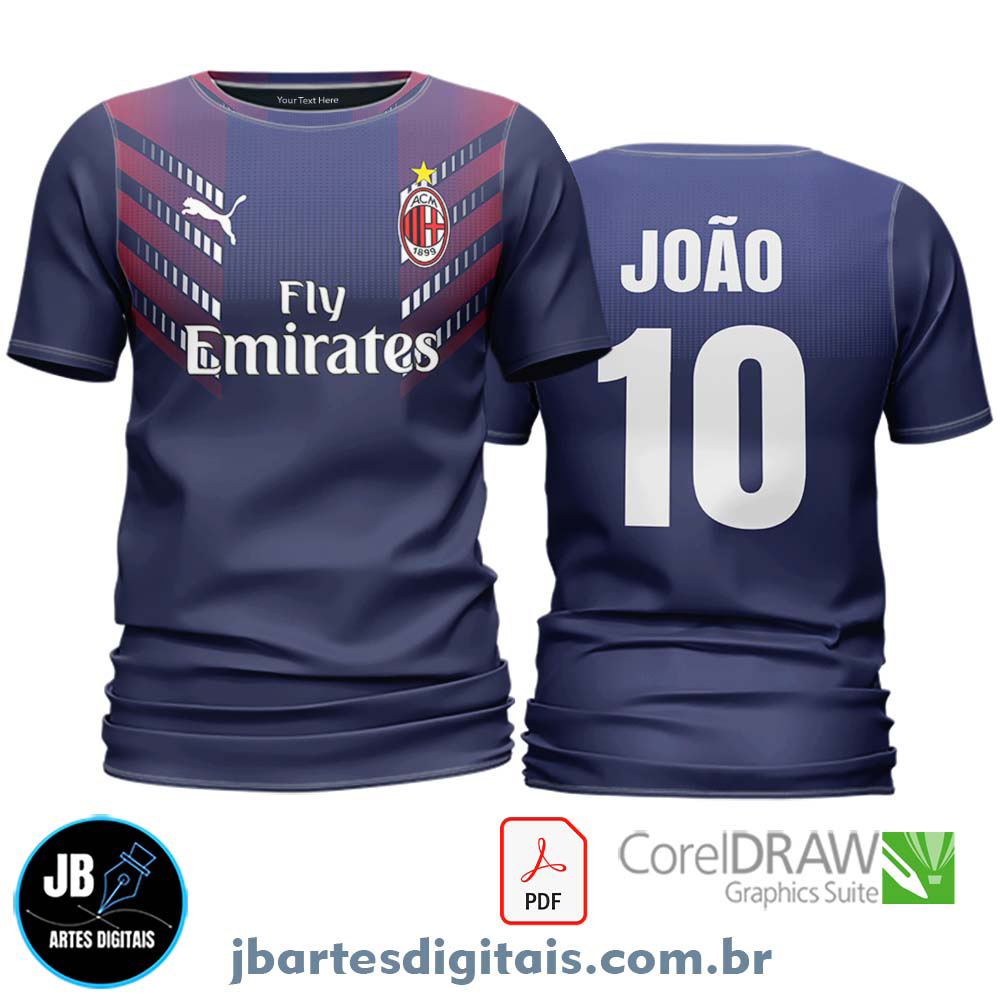 Arte camiseta Futebol Sublimação Total (Ac Milán Concept)