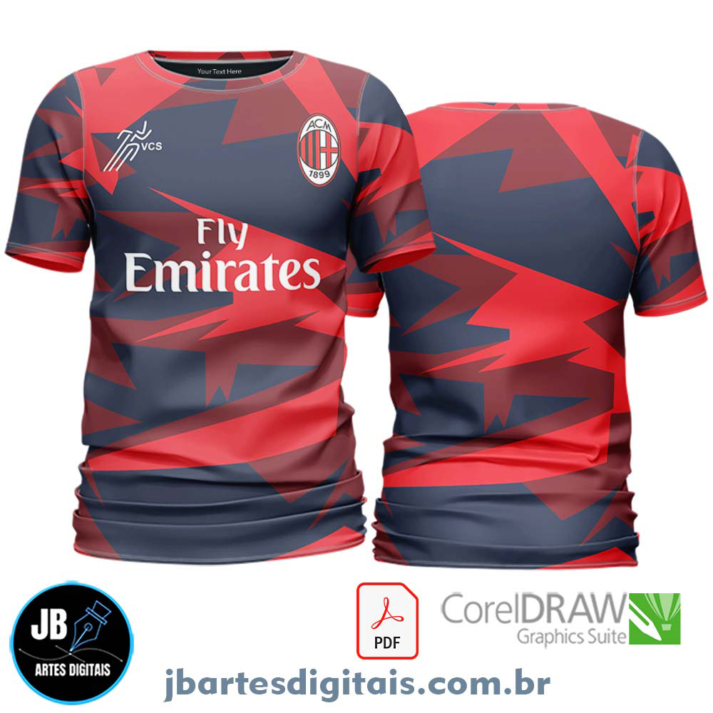 Arte camiseta Futebol Sublimação Total (Ac Milan Concept Personalizado)