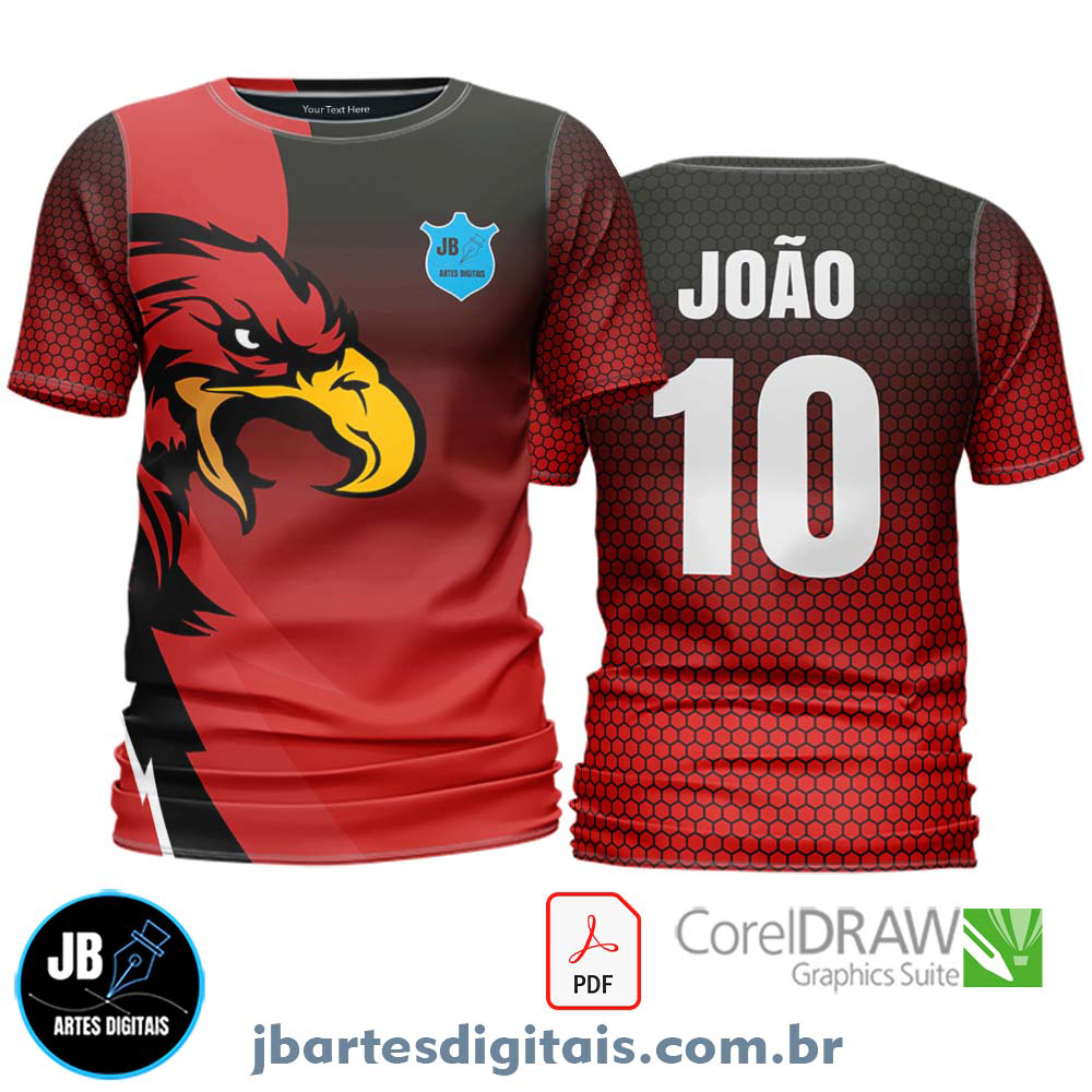 Arte camiseta Futebol Sublimação Total (AGUIA RED)