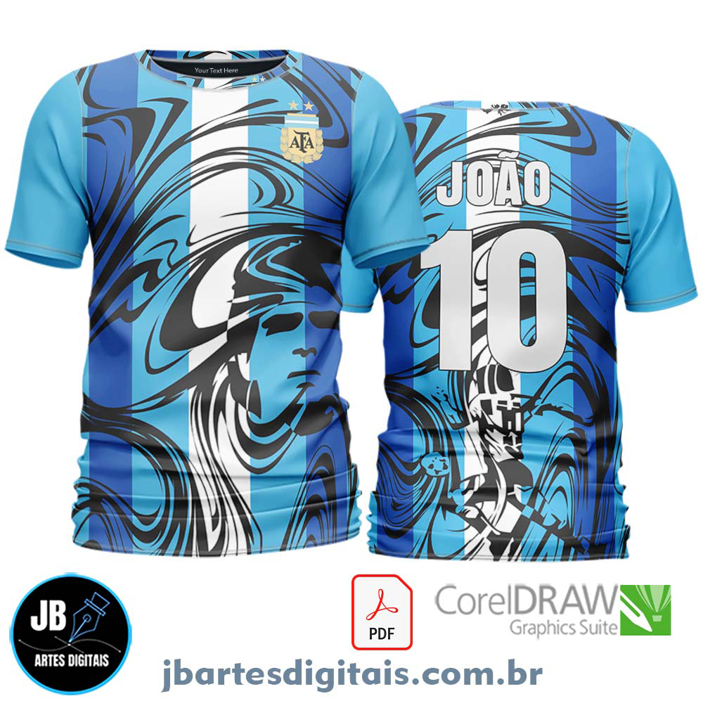 Arte camiseta Futebol Sublimação Total (ARGENTINA CONCEPT MARADONA)