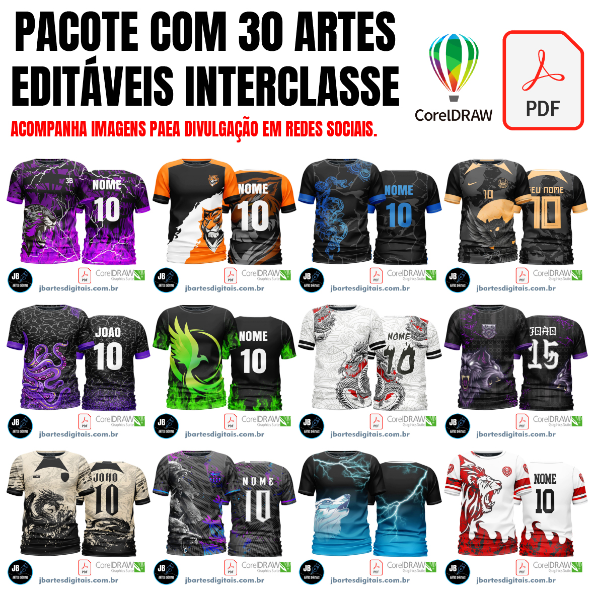 Pacote com 30 artes editáveis para interclasse