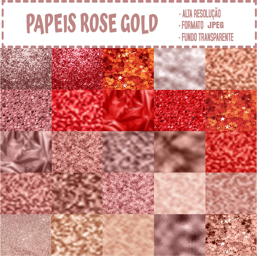 KIT DIGITAL PAPEIS ROSE GOLD