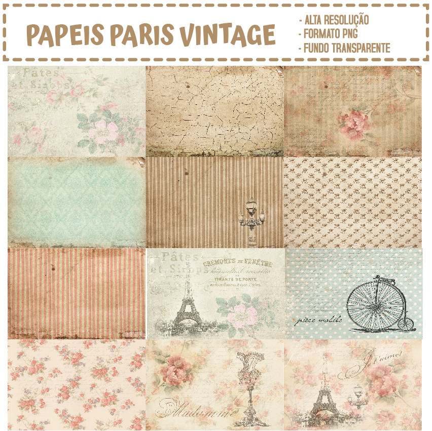 KIT DIGITAL PAPEIS PARIS VINTAGE