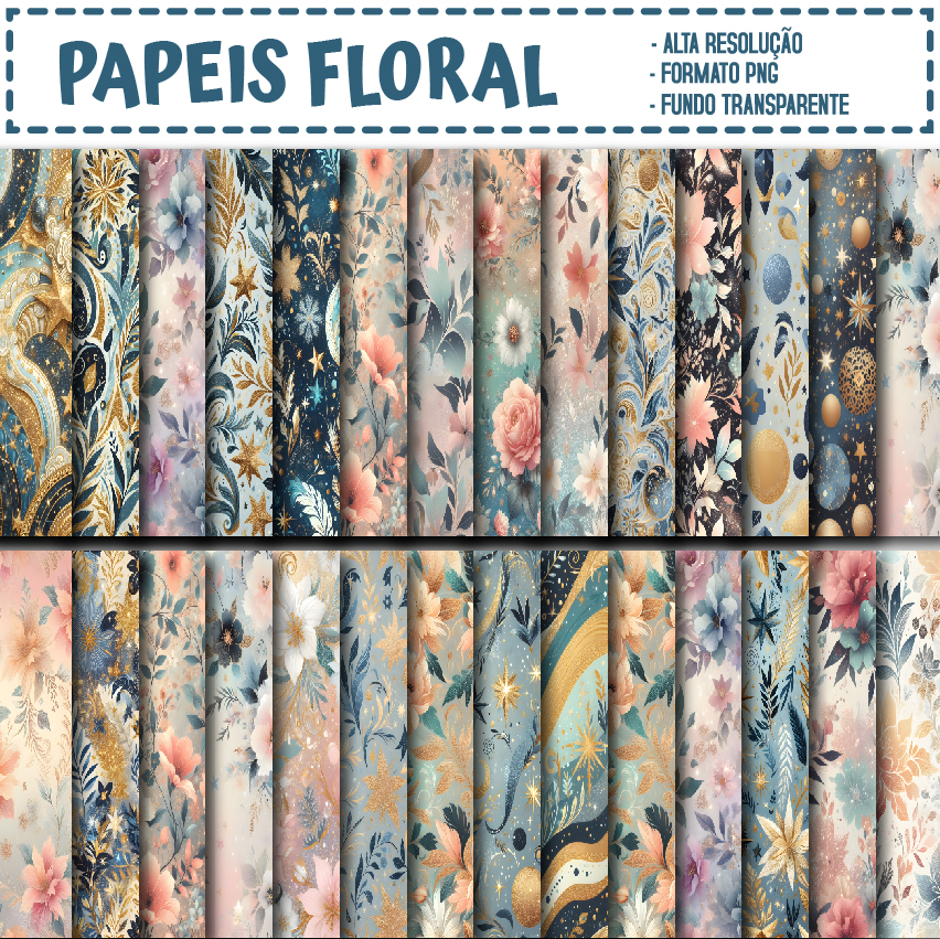 KIT DIGITAL PAPEIS FLORAL