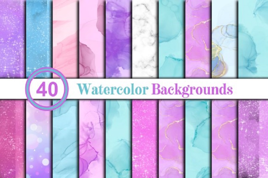 KIT DIGITAL PAPEIS AQUARELA COLORIDOS