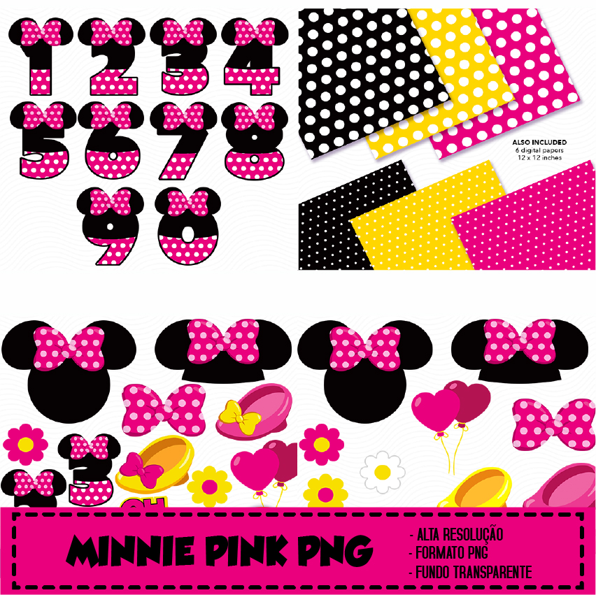 KIT DIGITAL MINNIE MOUSE PINK PNG FILES
