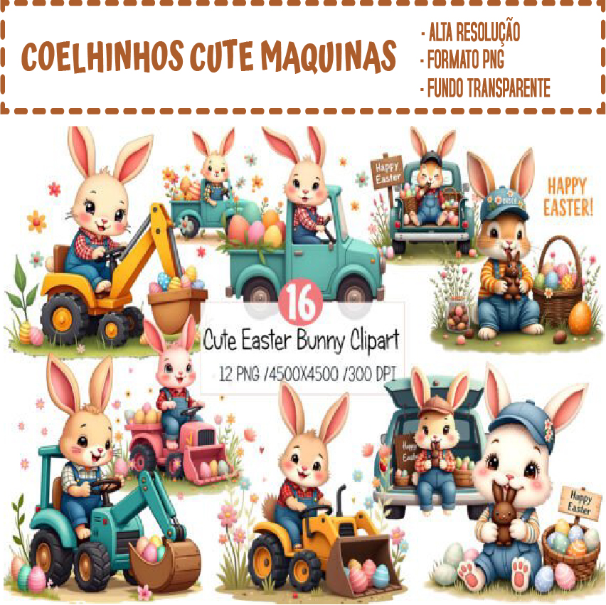 COELHINHOS CUTE PASCOA MAQUINAS