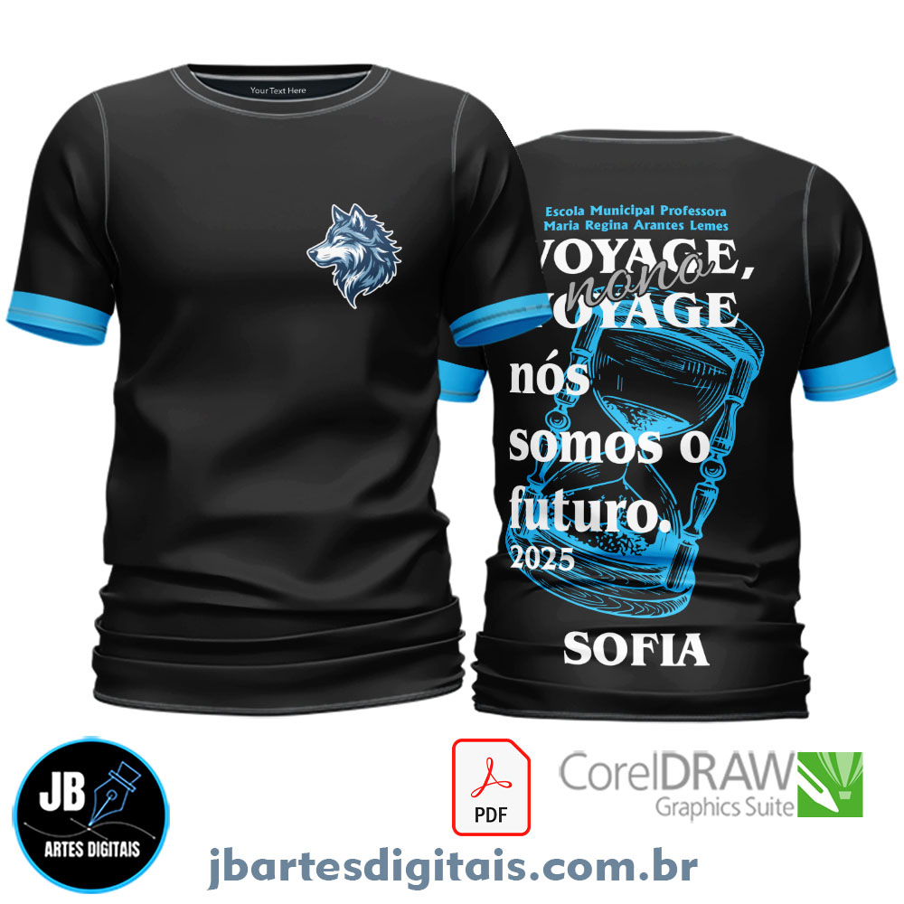 Arte camiseta Nono Ano (LOBO AMPULHETA)