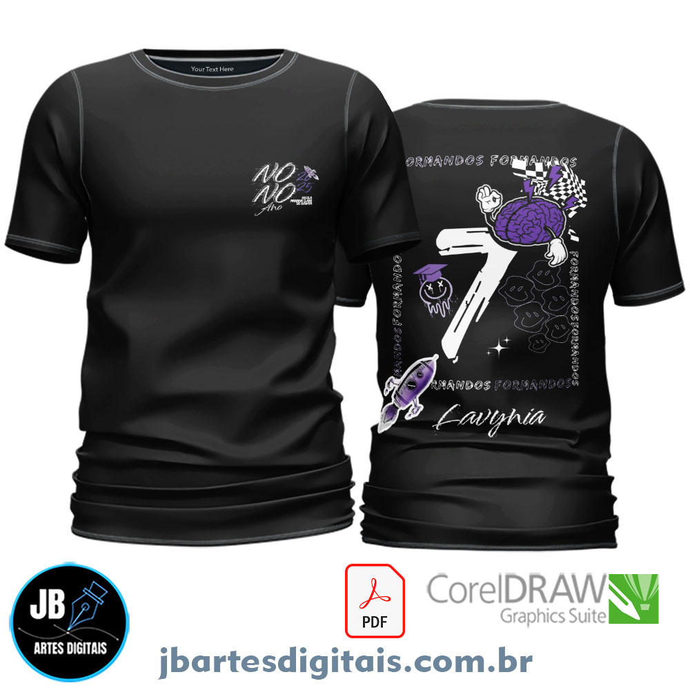 Arte camiseta Nono Ano (CEREBRO FOGUETE ROXO)