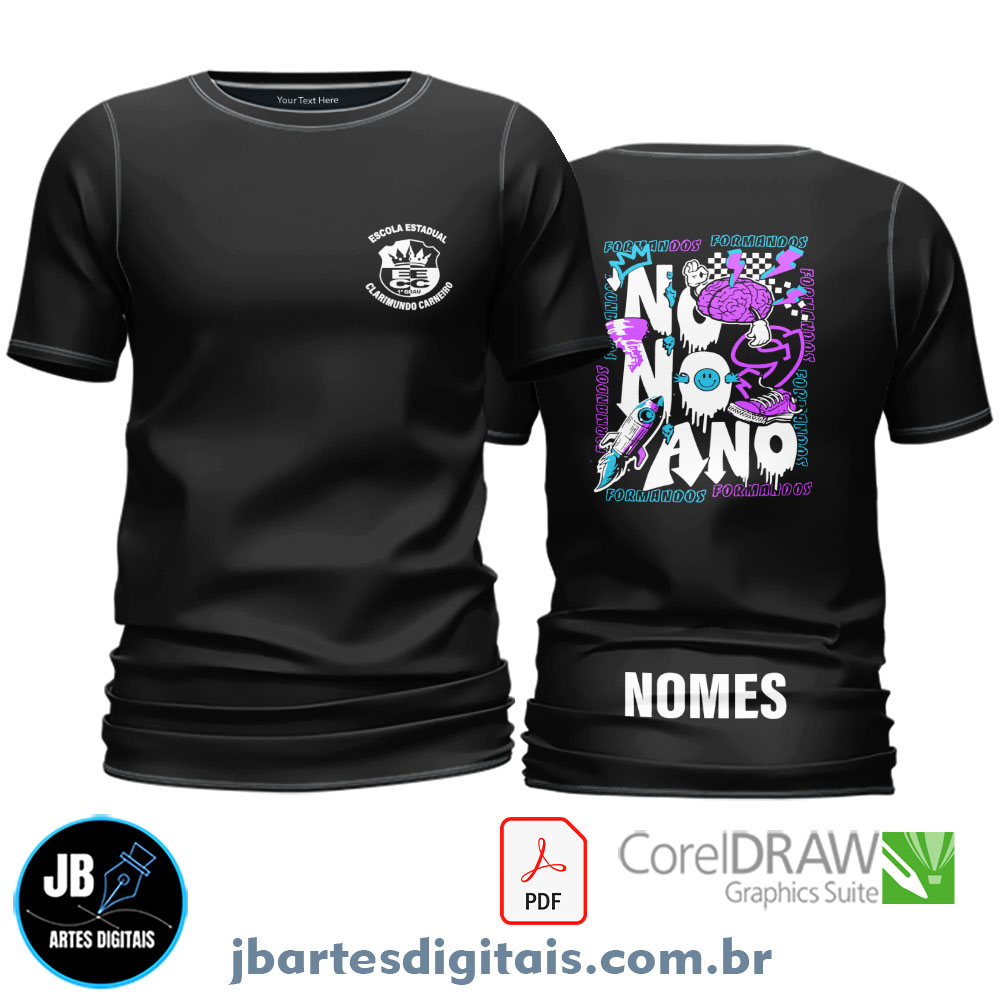 Arte camiseta Nono Ano (FOGUETE ROSA)
