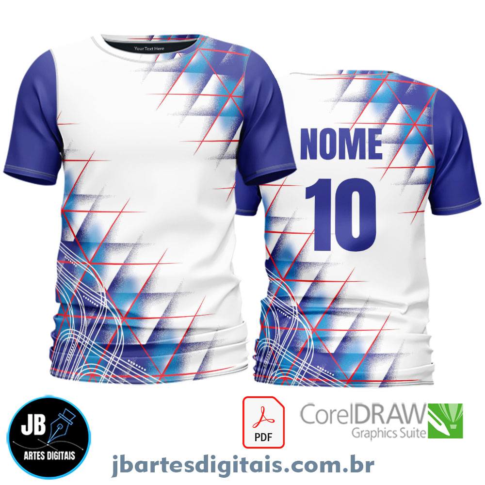 Arte camiseta Futebol Sublimação Total (DESING GEOMETRICO AZUL)