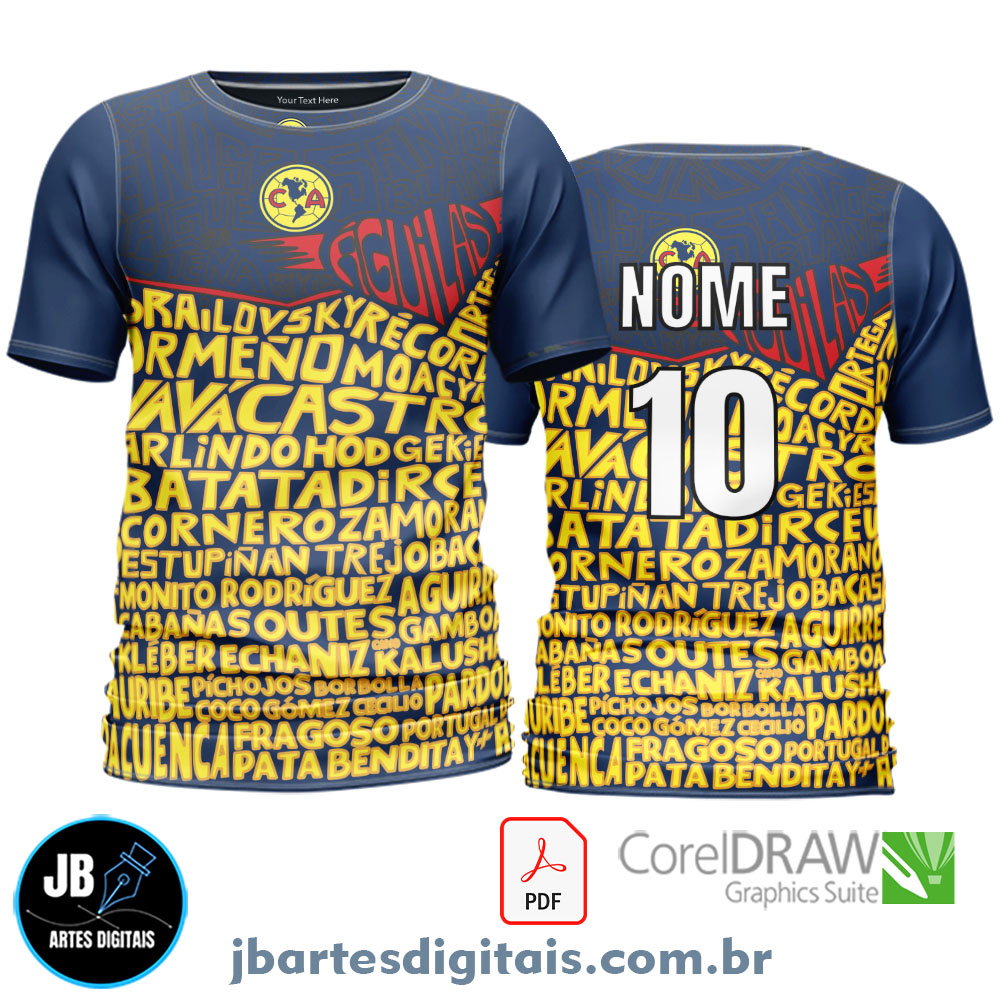 Arte camiseta Futebol Sublimação Total (CLUBE DE FUTEBOL AMERICA)