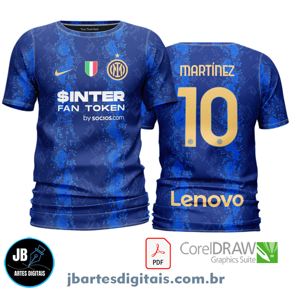 Arte camiseta Futebol Sublimação Total (INTER DE MILAN 2020 - 2021)