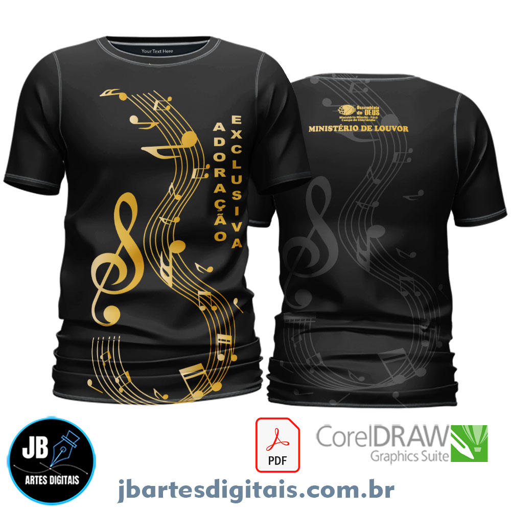 Arte camiseta MINISTERIO DE LOUVOR PRETA
