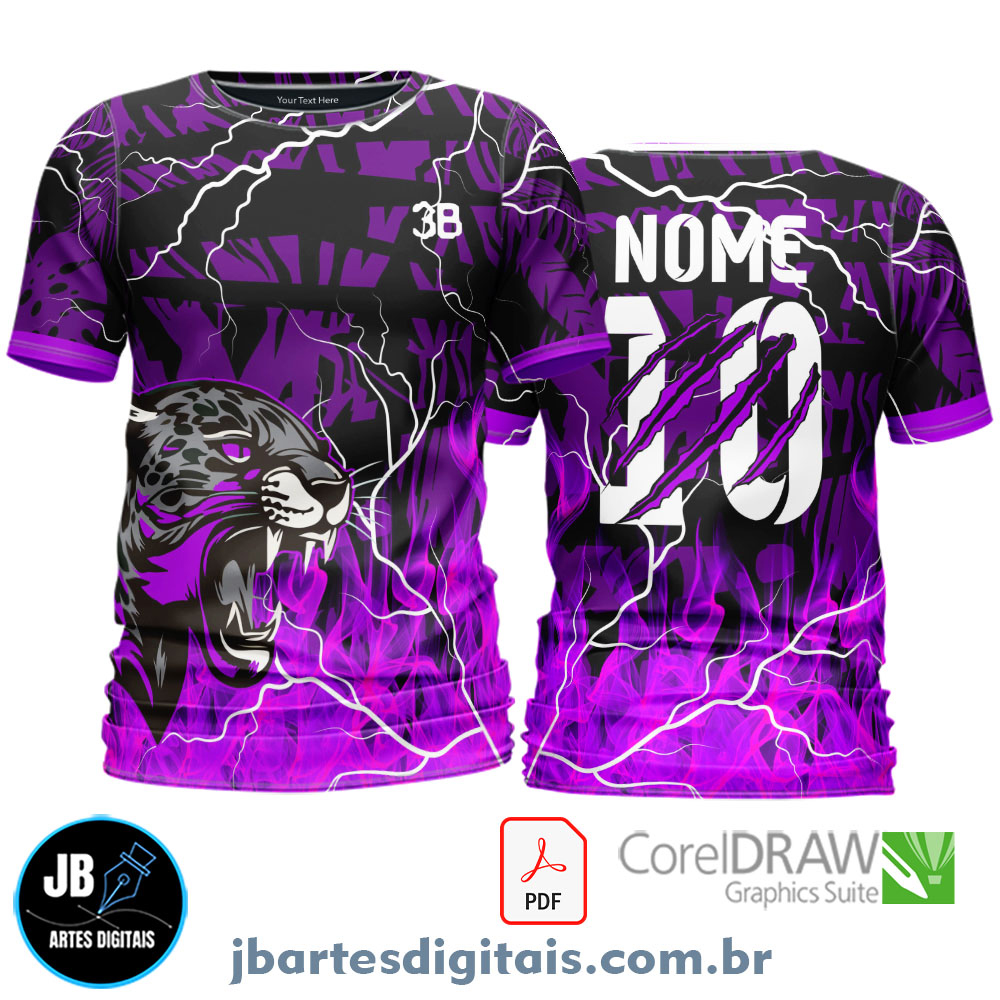 Arte camiseta Interclasse Sublimação Total (ONÇA ROXO)