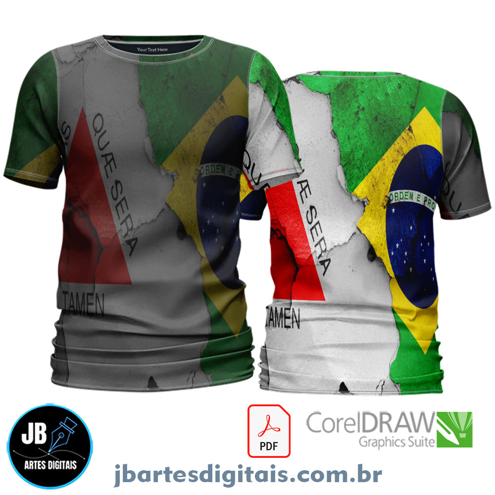 Arte Camiseta Sublimação Total Bandeira (MINAS- BRASIL)