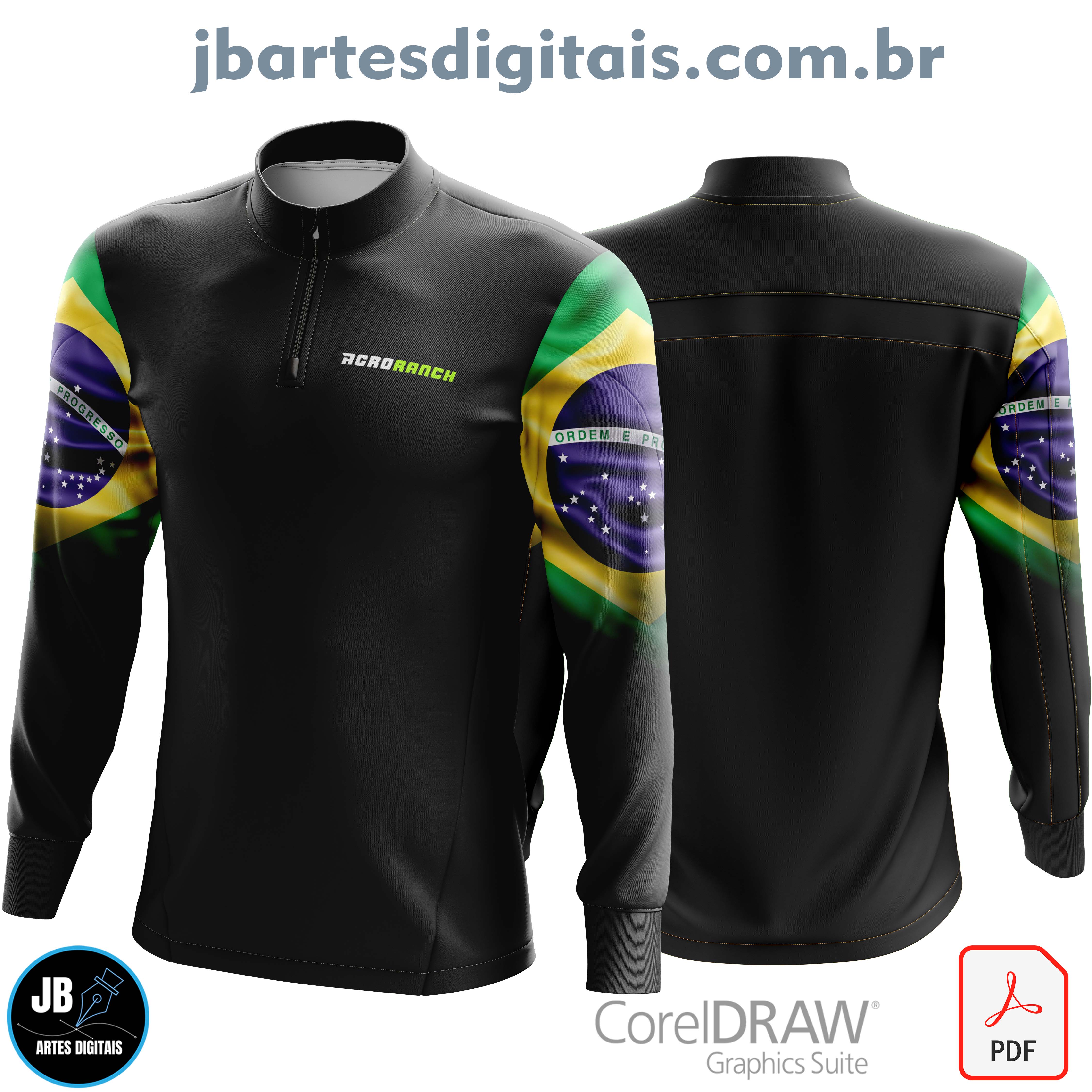 Arte Camiseta Sublimação Total Bandeira (BRASIL PRETA)