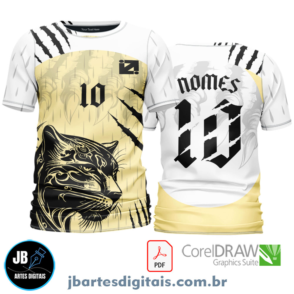 Arte camiseta Interclasse Sublimação Total (PANTERA AMARELO E BRANCO)