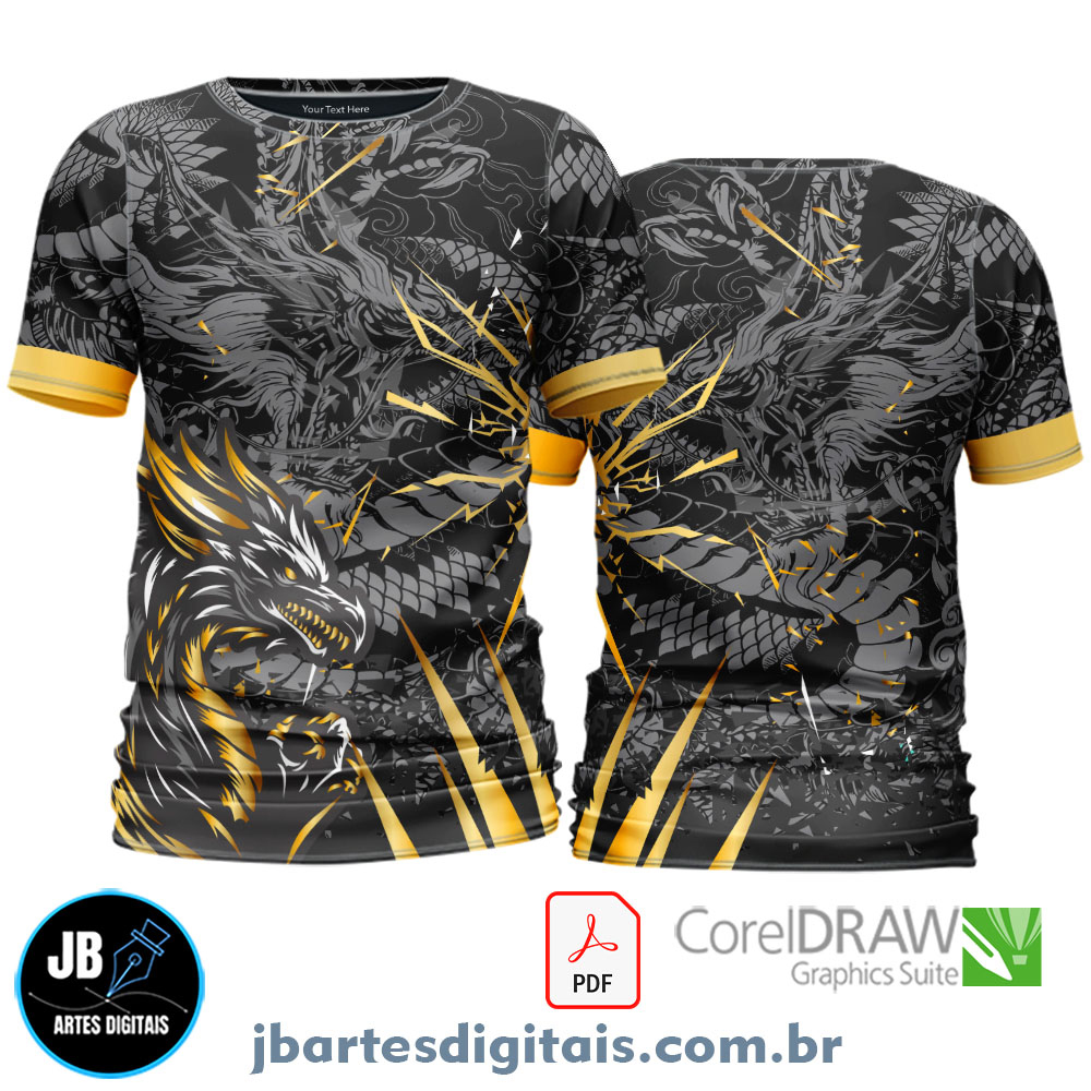 Arte camiseta Interclasse Sublimação Total (DRAGON PLOMO DORADO INTERCLASSE 2024)