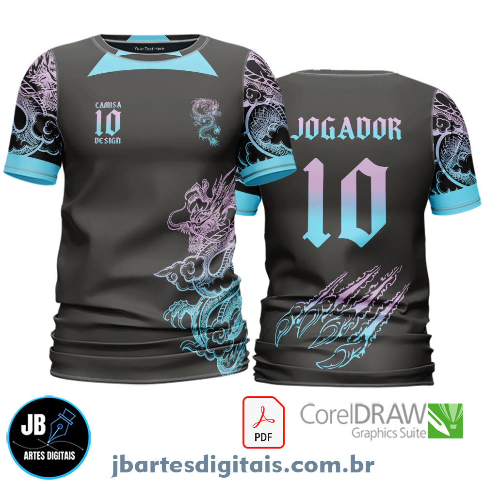 Arte camiseta Interclasse Sublimação Total (Dragon degradado vihuk interclass)