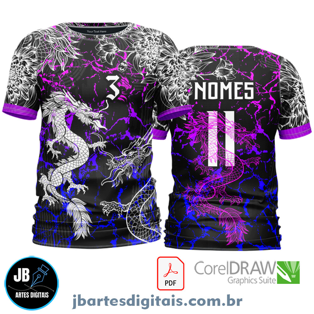 Arte camiseta Interclasse Sublimação Total (camisa time dragao degrade)