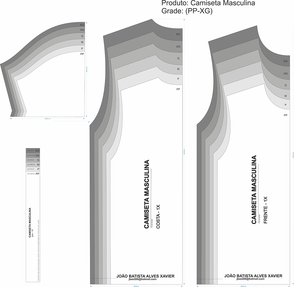 Modelagens Digitais (MOLDES CAMISETAS UNISEXX)