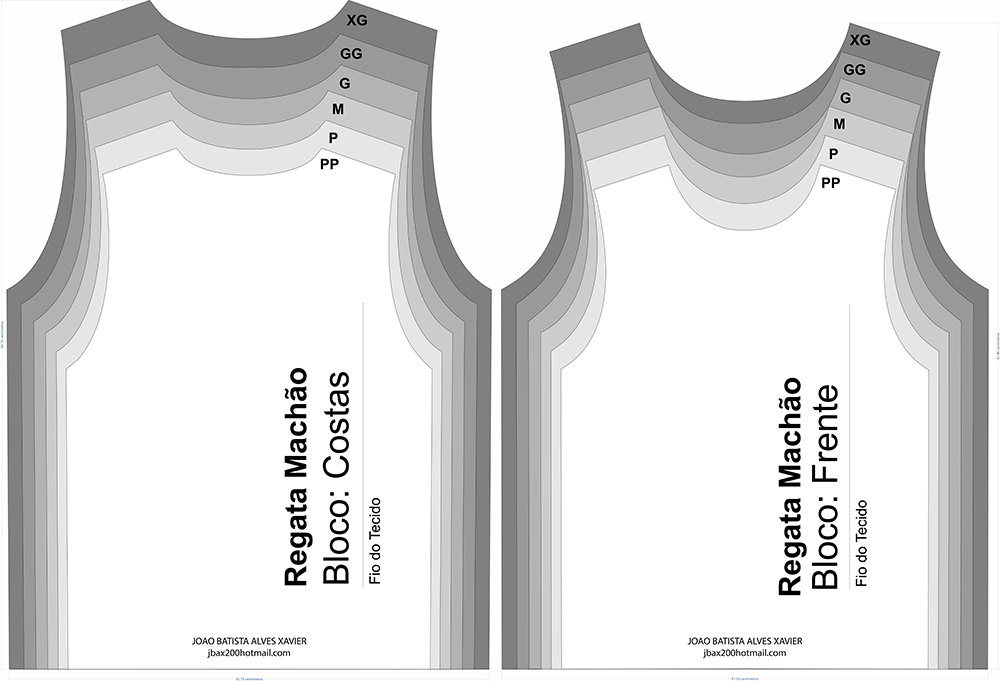 Modelagens Digitais (MOLDES REGATAS MACHAO MASCULINO)