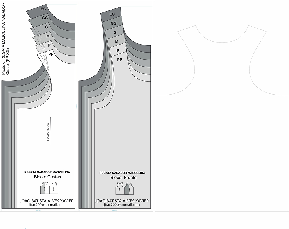 Modelagens Digitais (MOLDES REGATAS NADADOR MASCULINO)