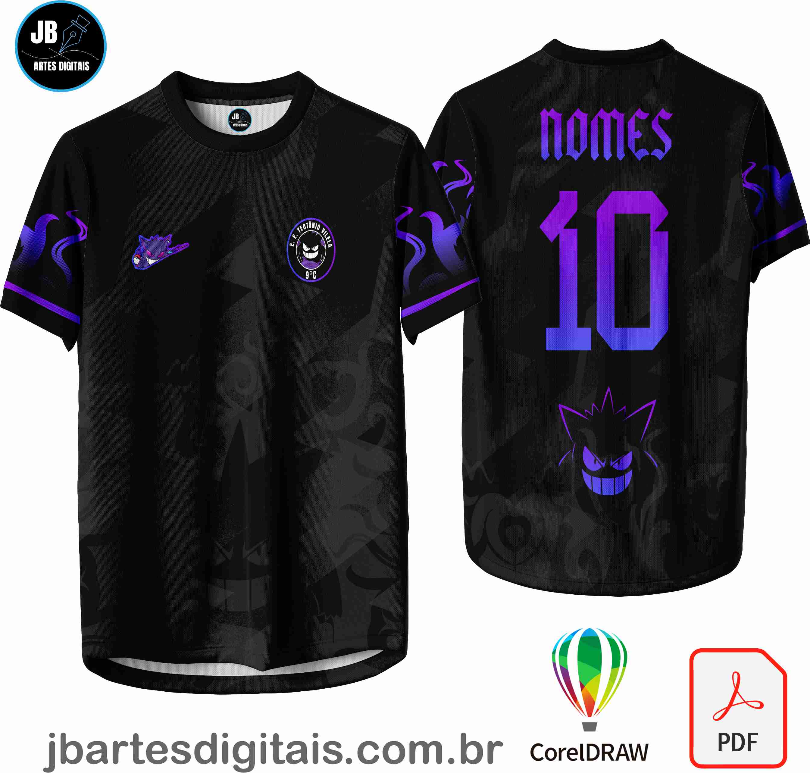 Arte camiseta Interclasse Sublimação Total (FANTASMA DEGRADE ROXO)
