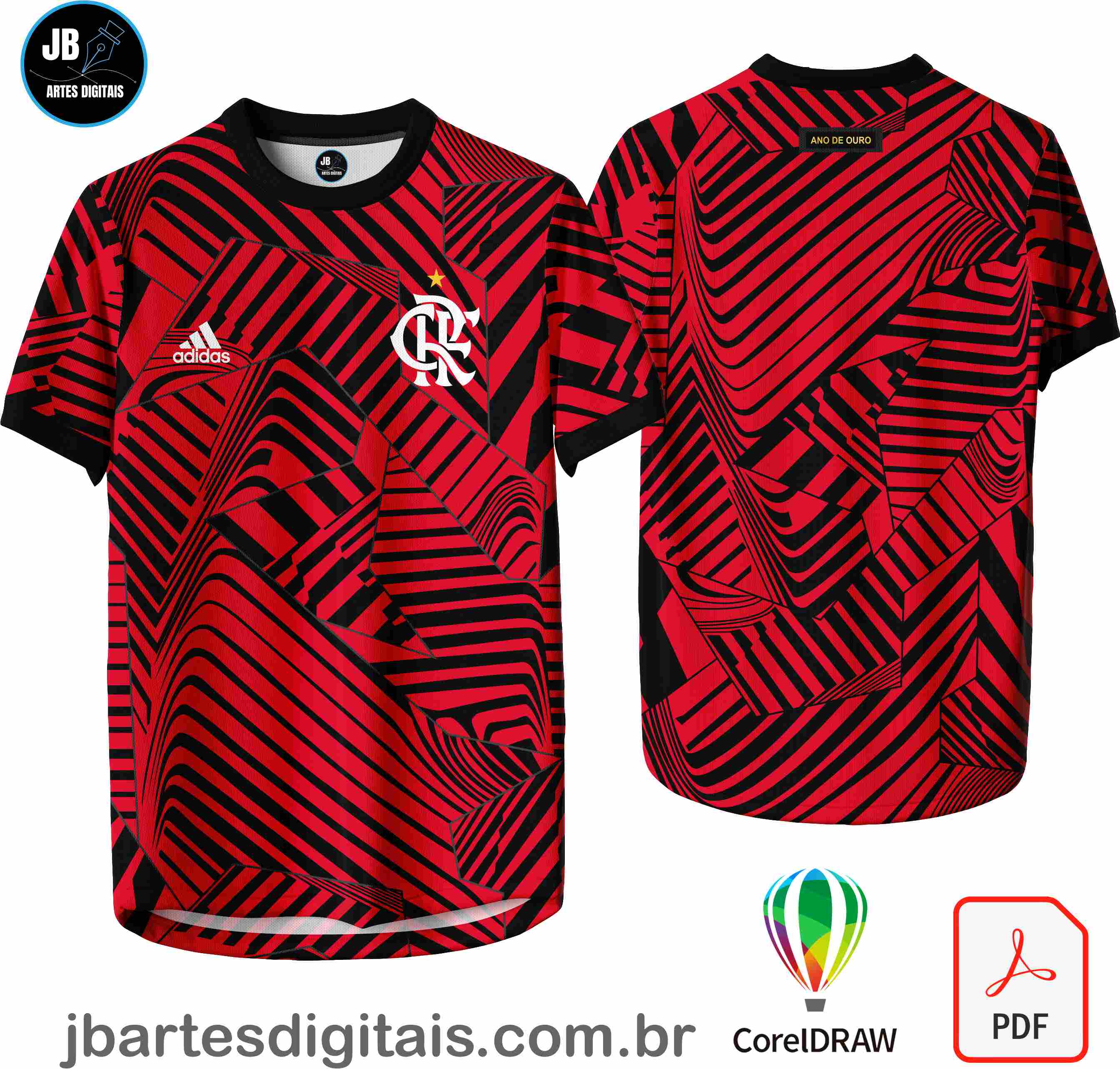 Arte camiseta Futebol Sublimação Total (FLAMENGO - CAMISA 010)