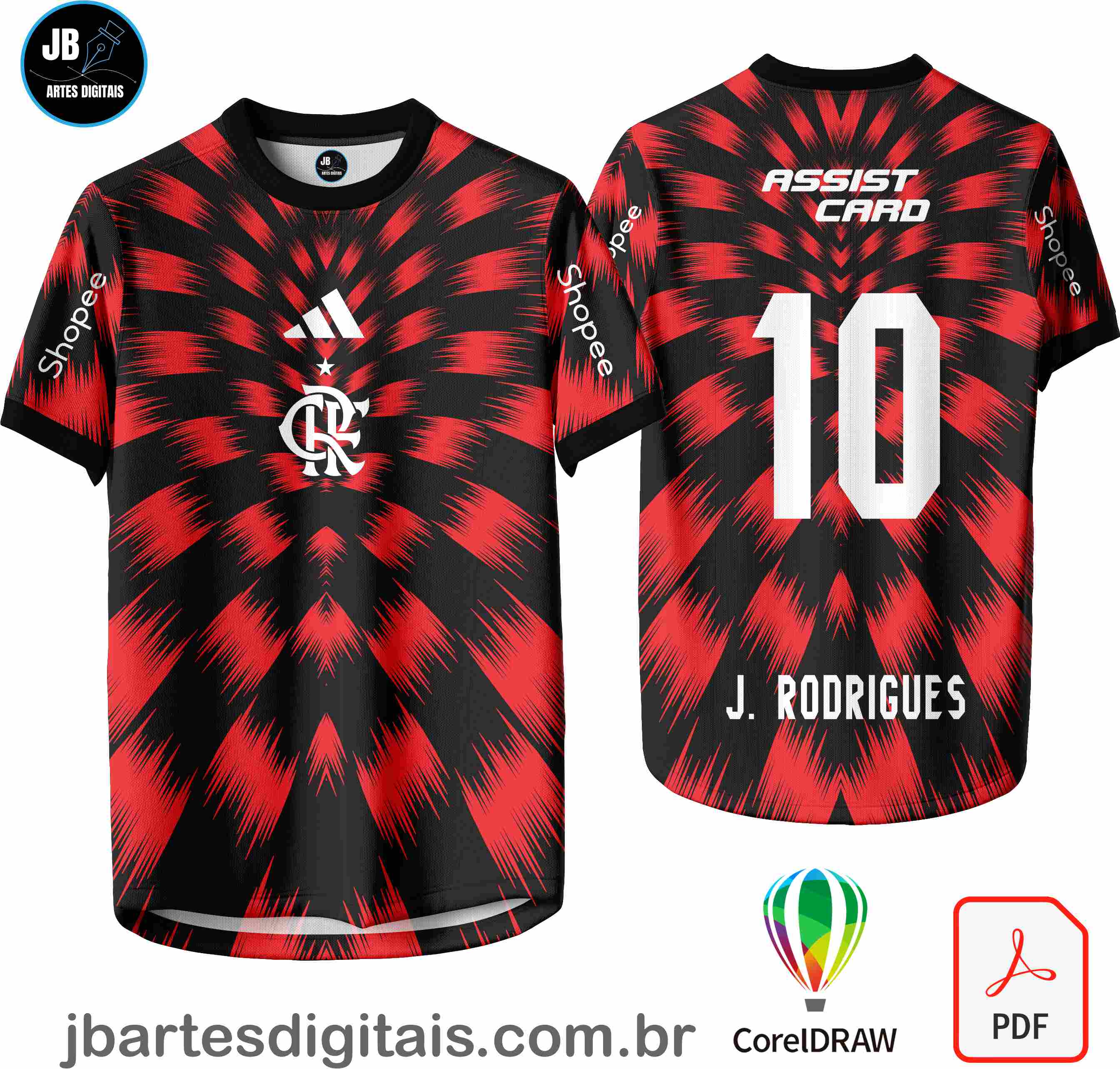 Arte camiseta Futebol Sublimação Total (FLAMENGO - CAMISA 007)