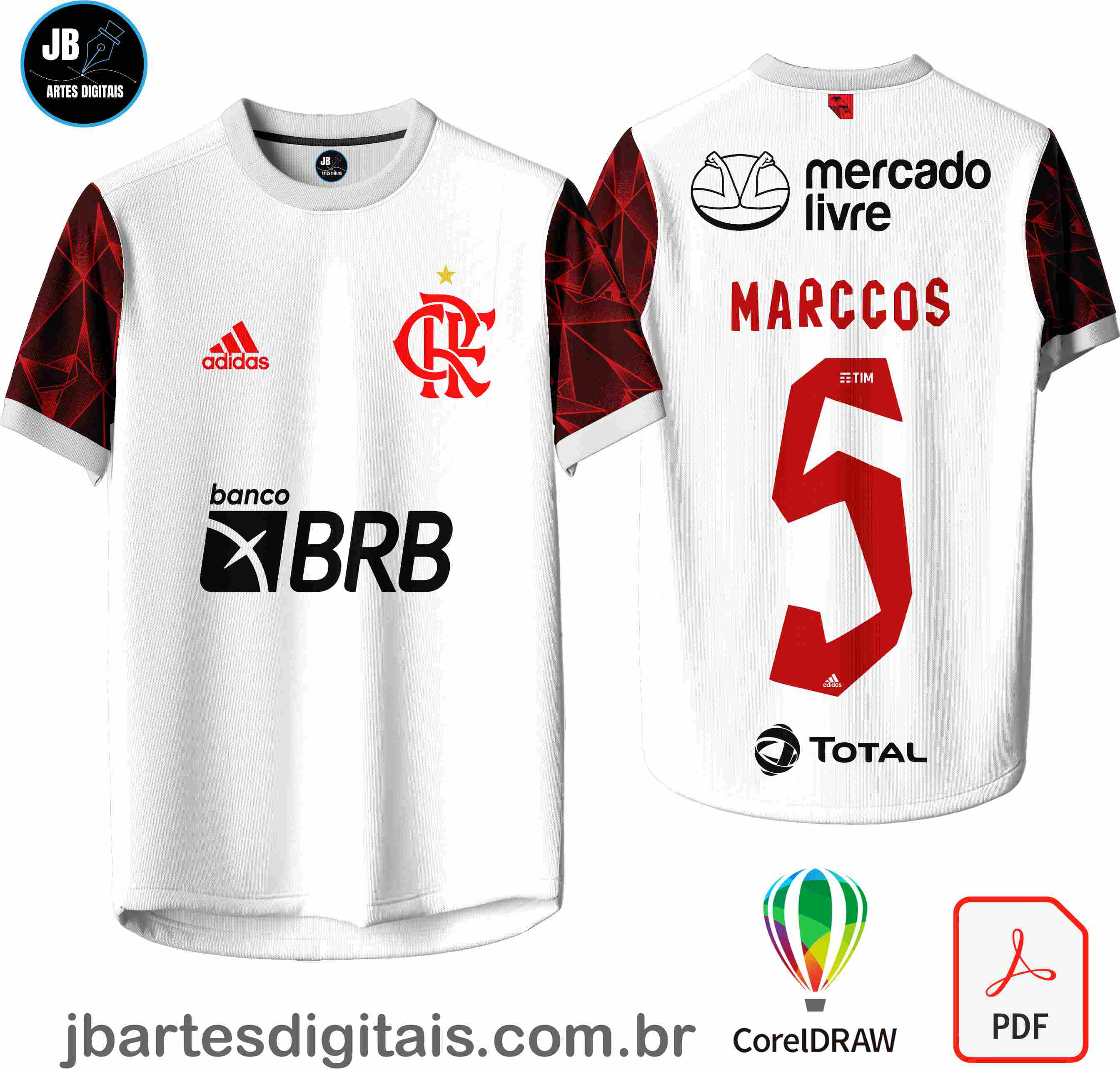 Arte camiseta Futebol Sublimação Total (FLAMENGO - CAMISA 005)