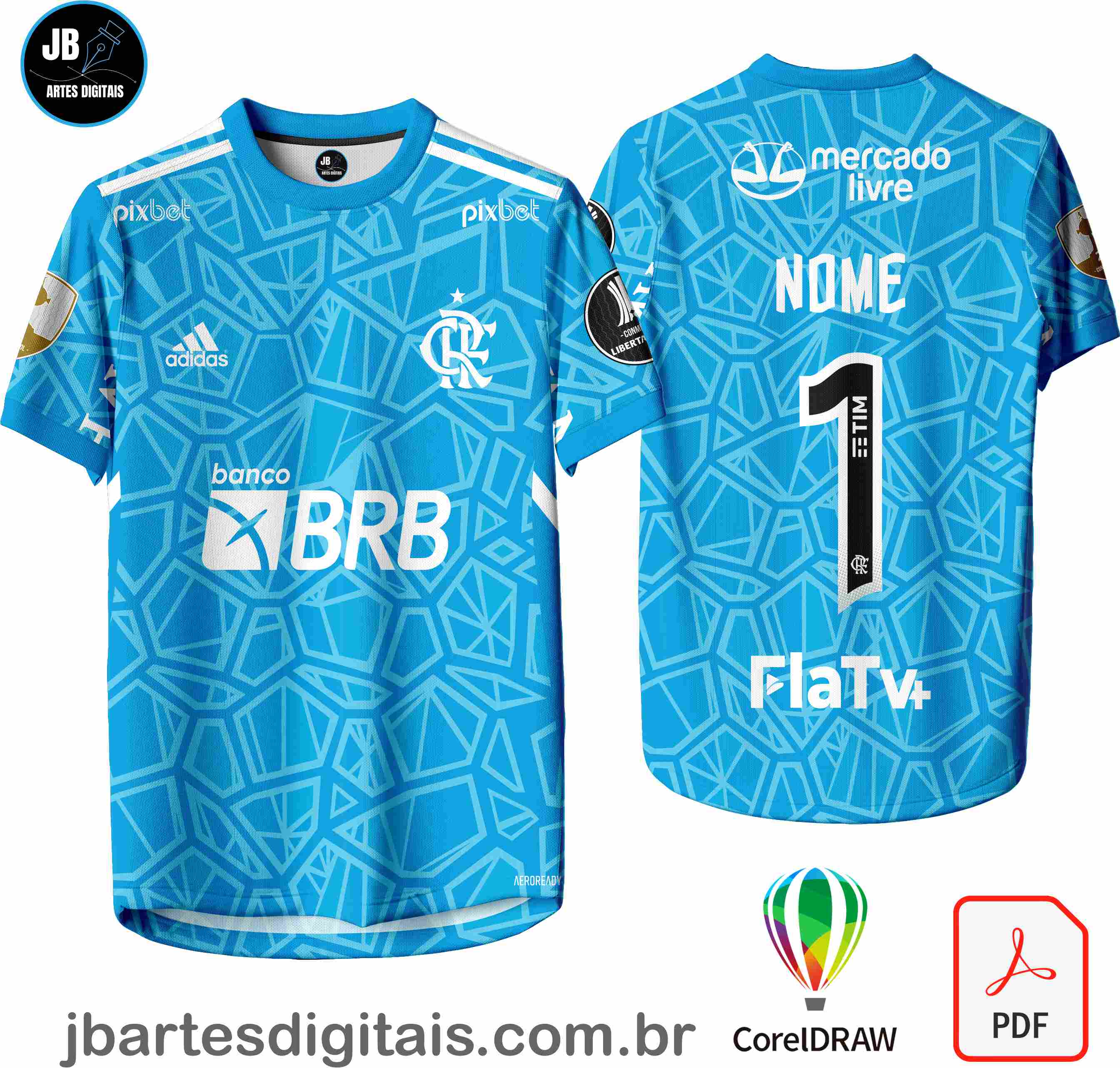 Arte camiseta Futebol Sublimação Total (FLAMENGO GOLEIRO - CAMISA 001)