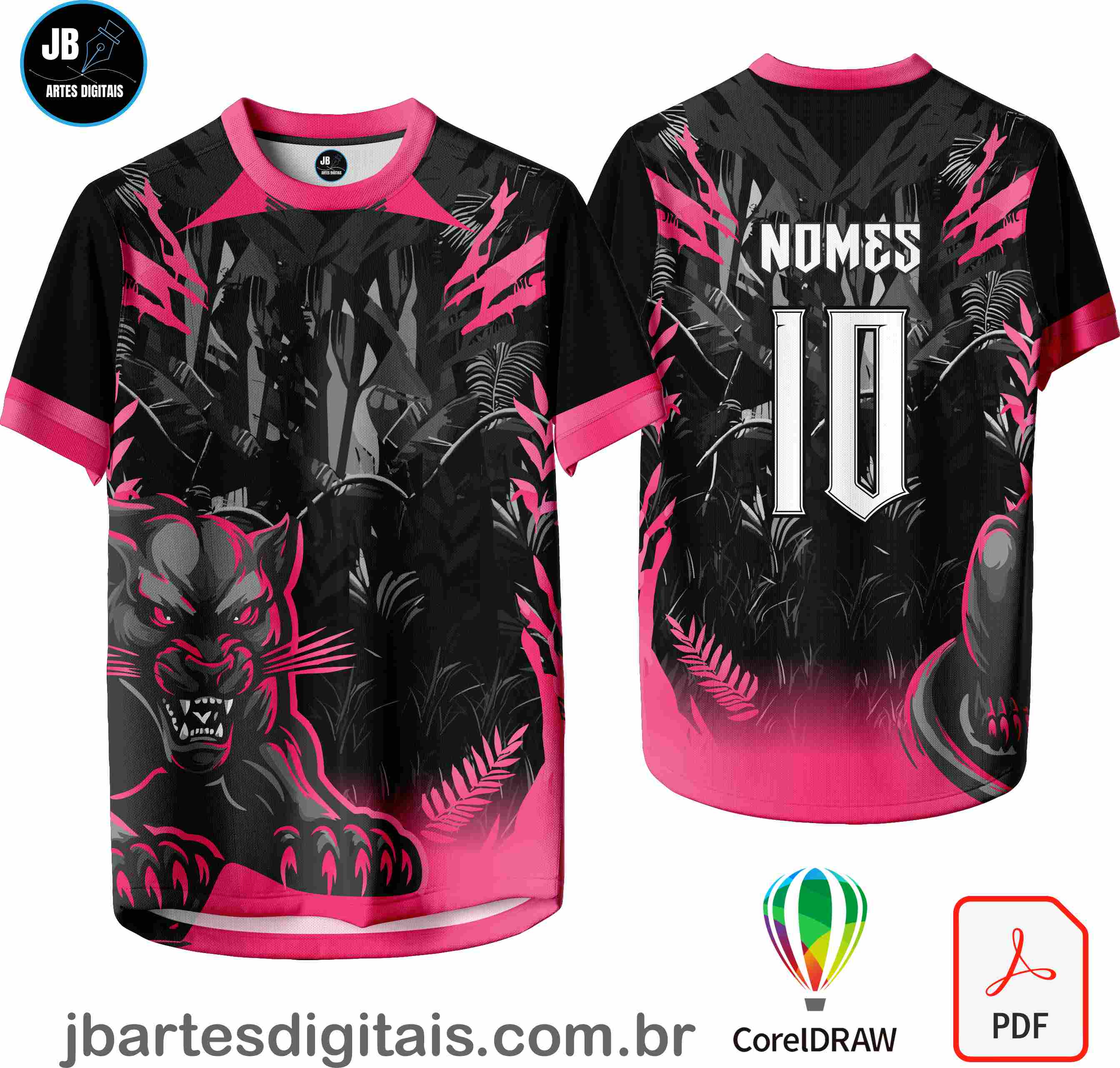 Arte camiseta Interclasse Sublimação Total (PANTERA BRAVA ROSA)