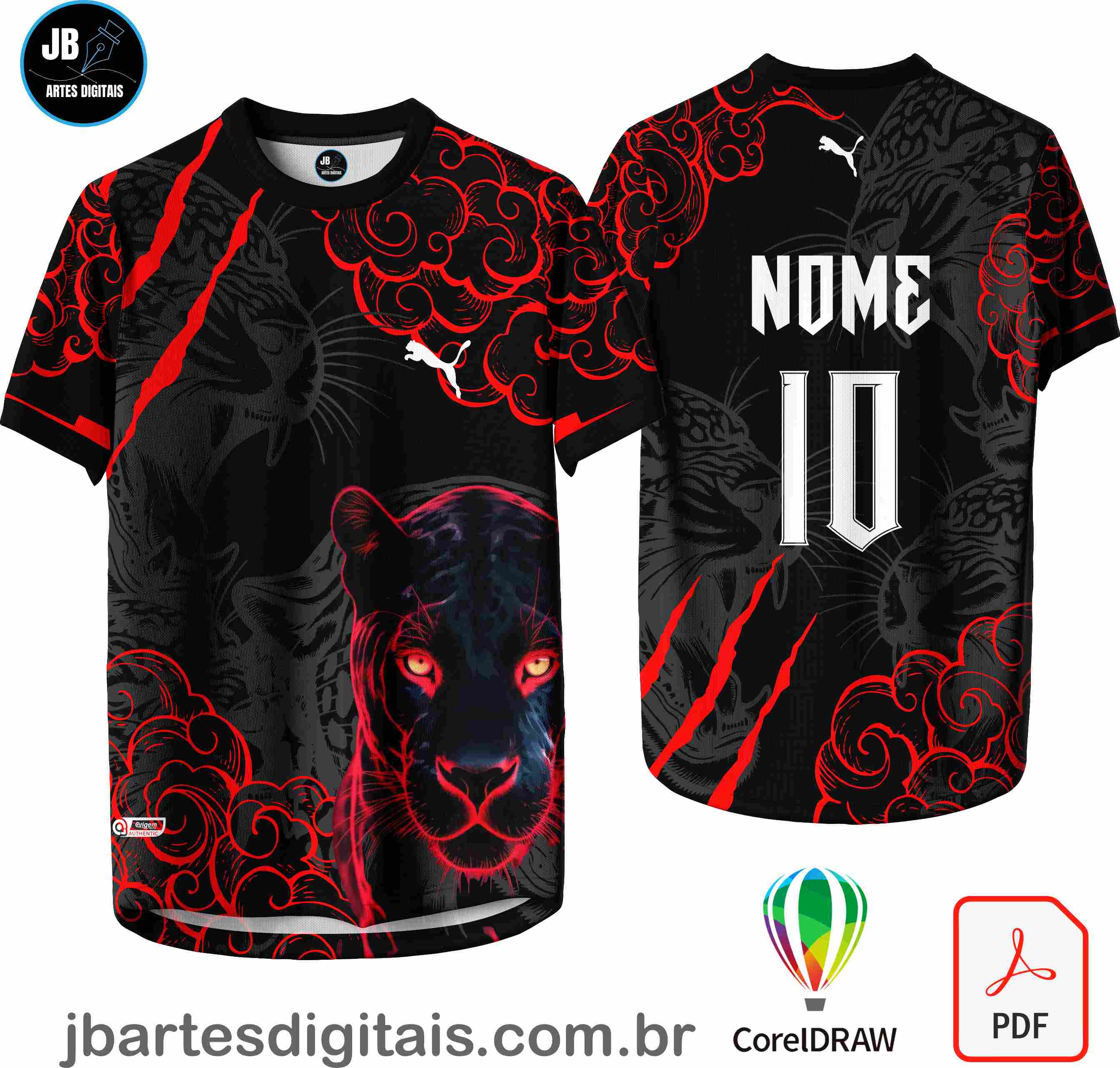 Arte camiseta Interclasse Sublimação Total (PANTERA INTERCLASSE VERMELHA)