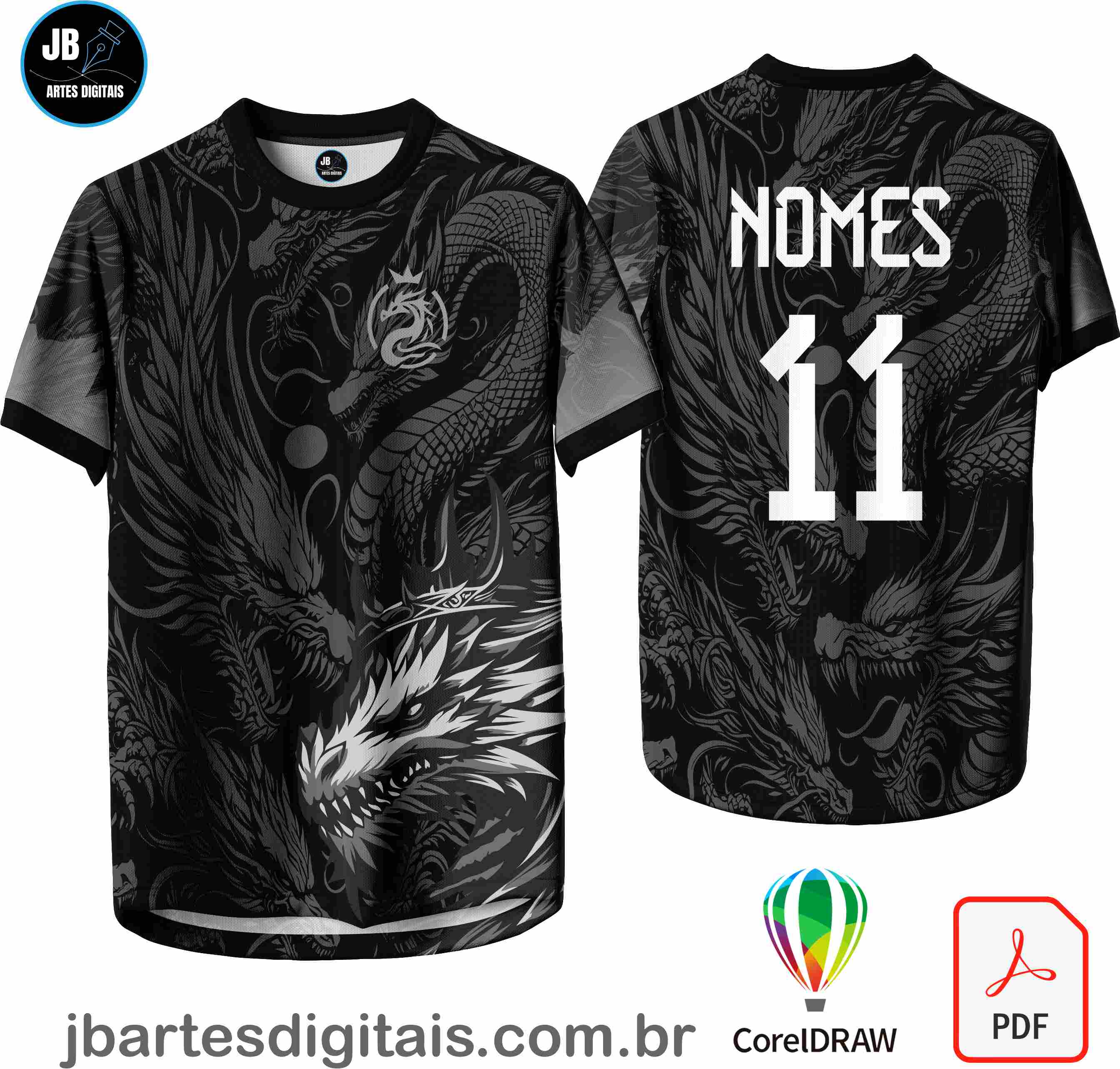 Arte camiseta Interclasse Sublimação Total (DRAGAO  INTERCLASSE CINZA)