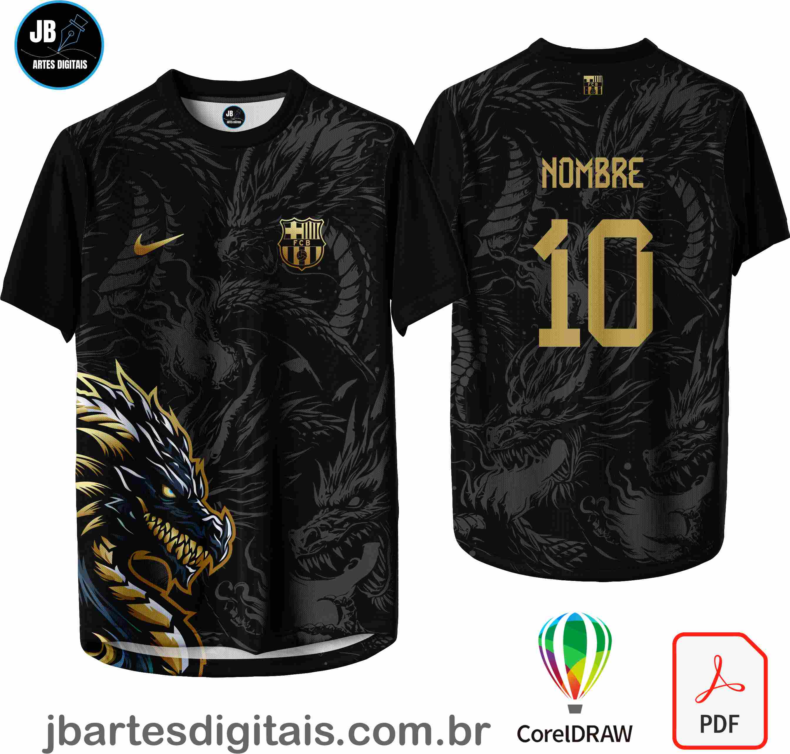 Arte camiseta Interclasse Sublimação Total (Barcelona FC Dragons Concept 24)