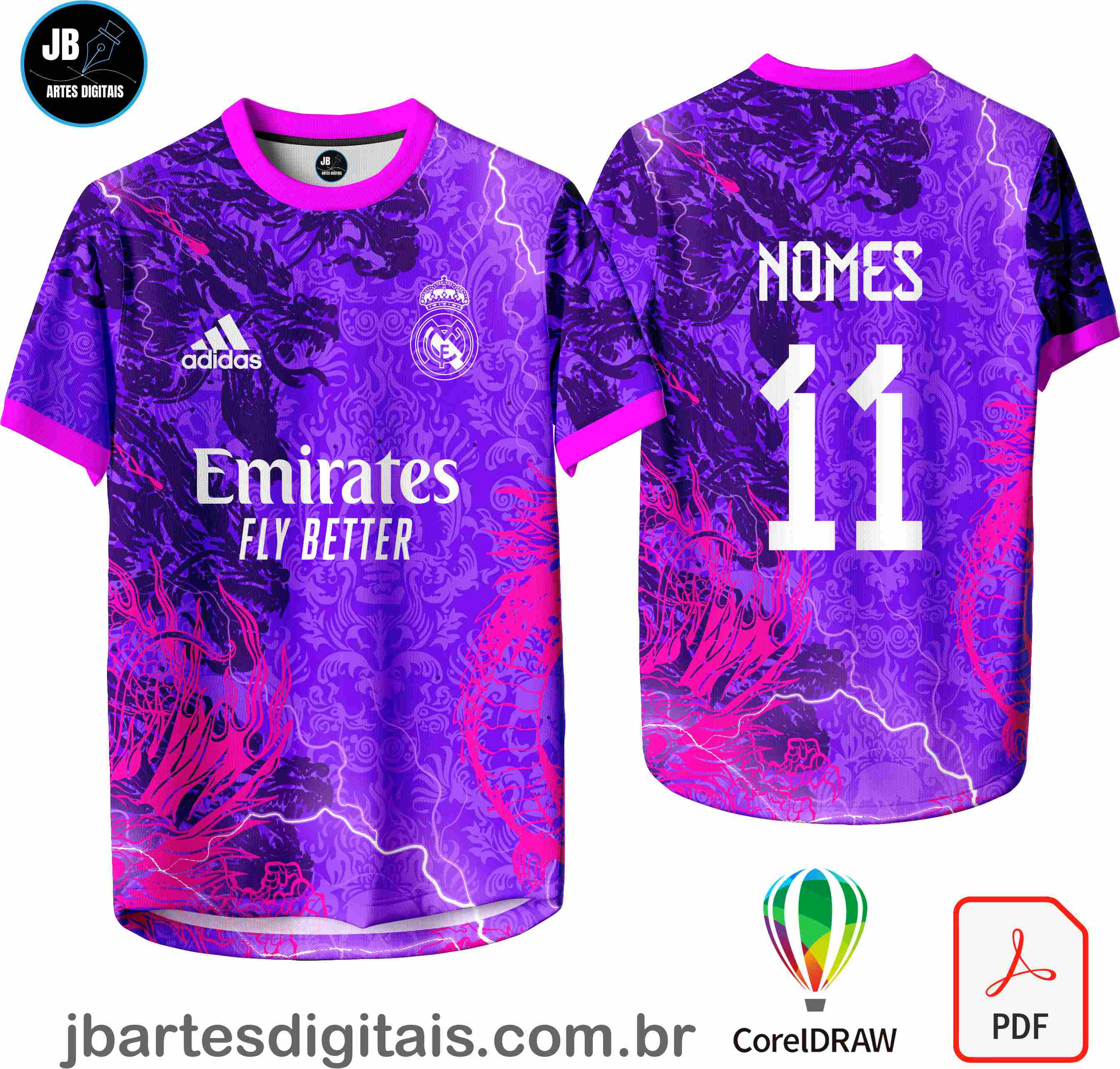 Arte camiseta Interclasse Sublimação Total (Real Madrid Dragons 2023-24 Fantasy)