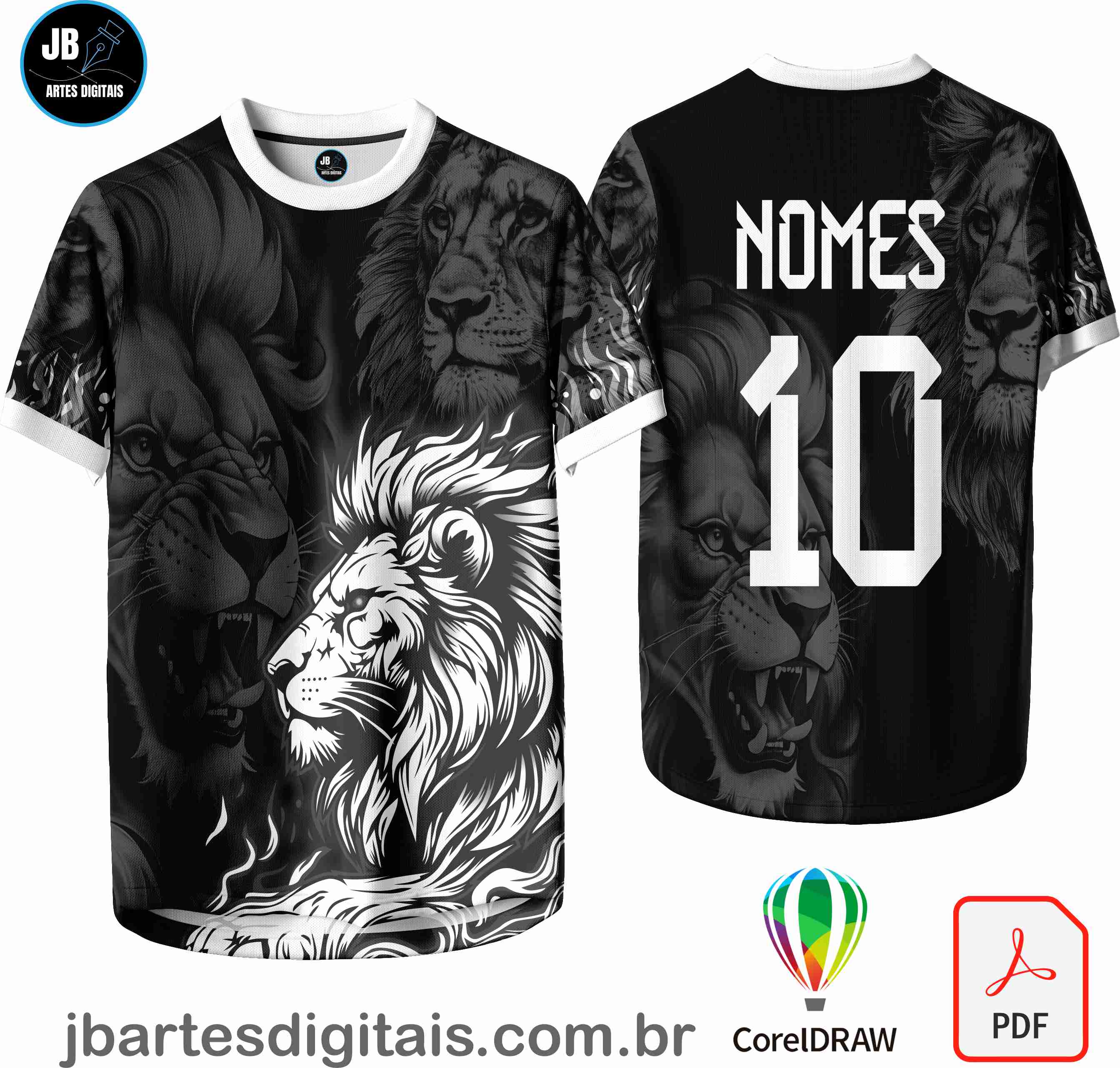Arte camiseta Interclasse Sublimação Total (LEAO PRETO E BRANCO)