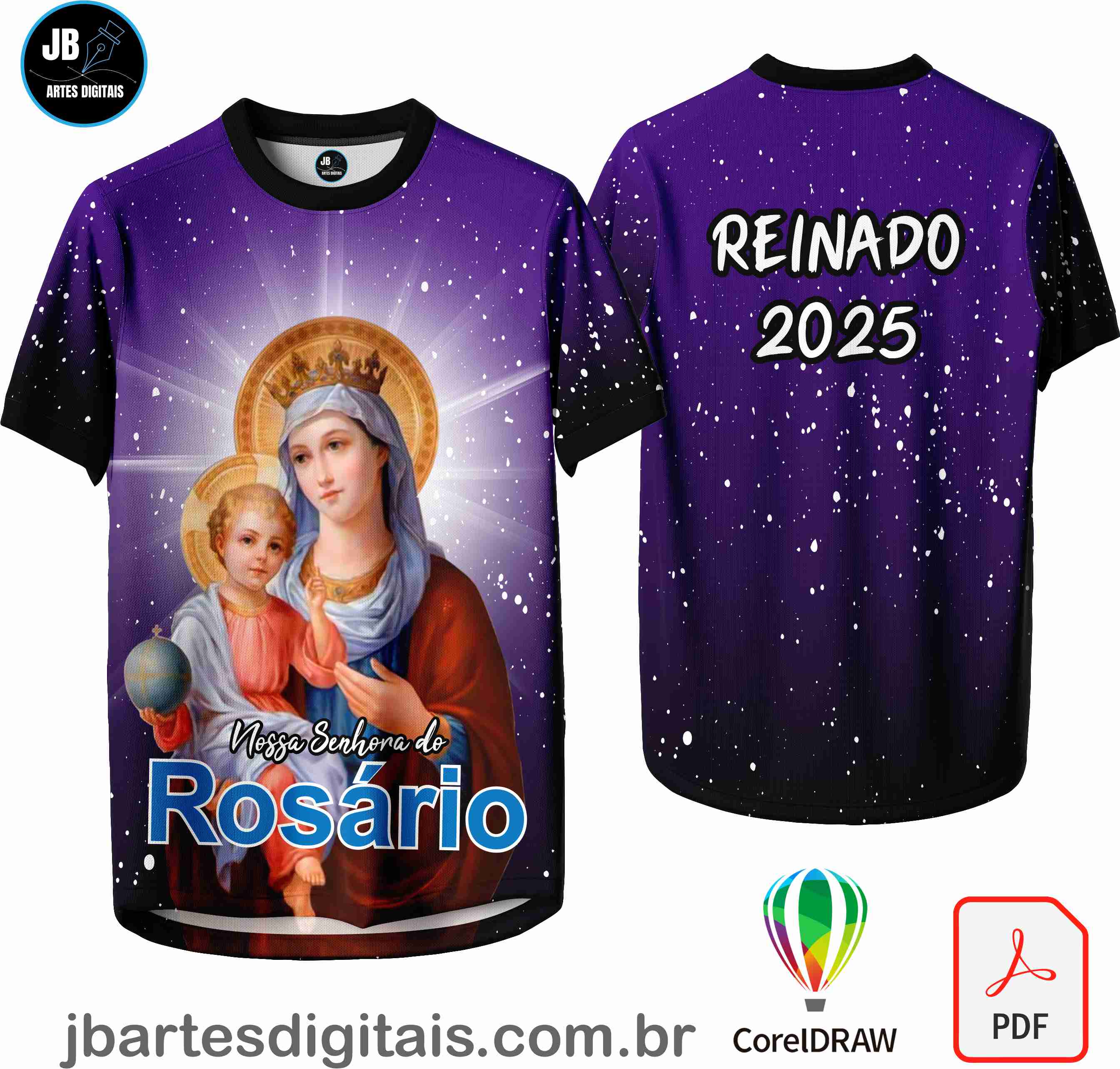 Arte camiseta Sublimação Total (NS DO ROSARIO - LILAZ) 2025