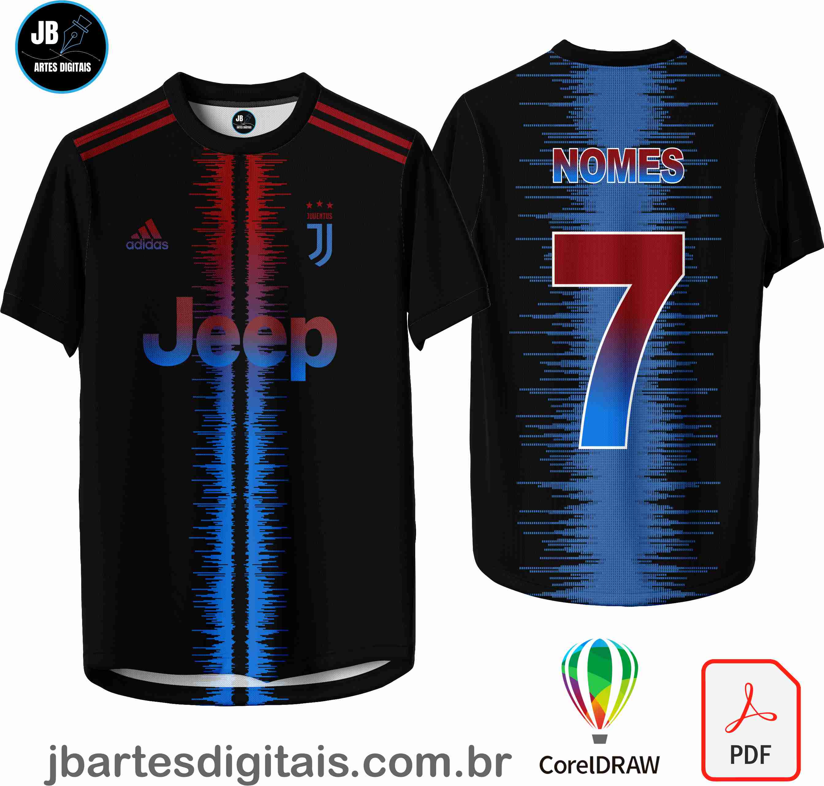 Arte camiseta Futebol Sublimação Total (DESIGN JUVENTUS VERMELHO)