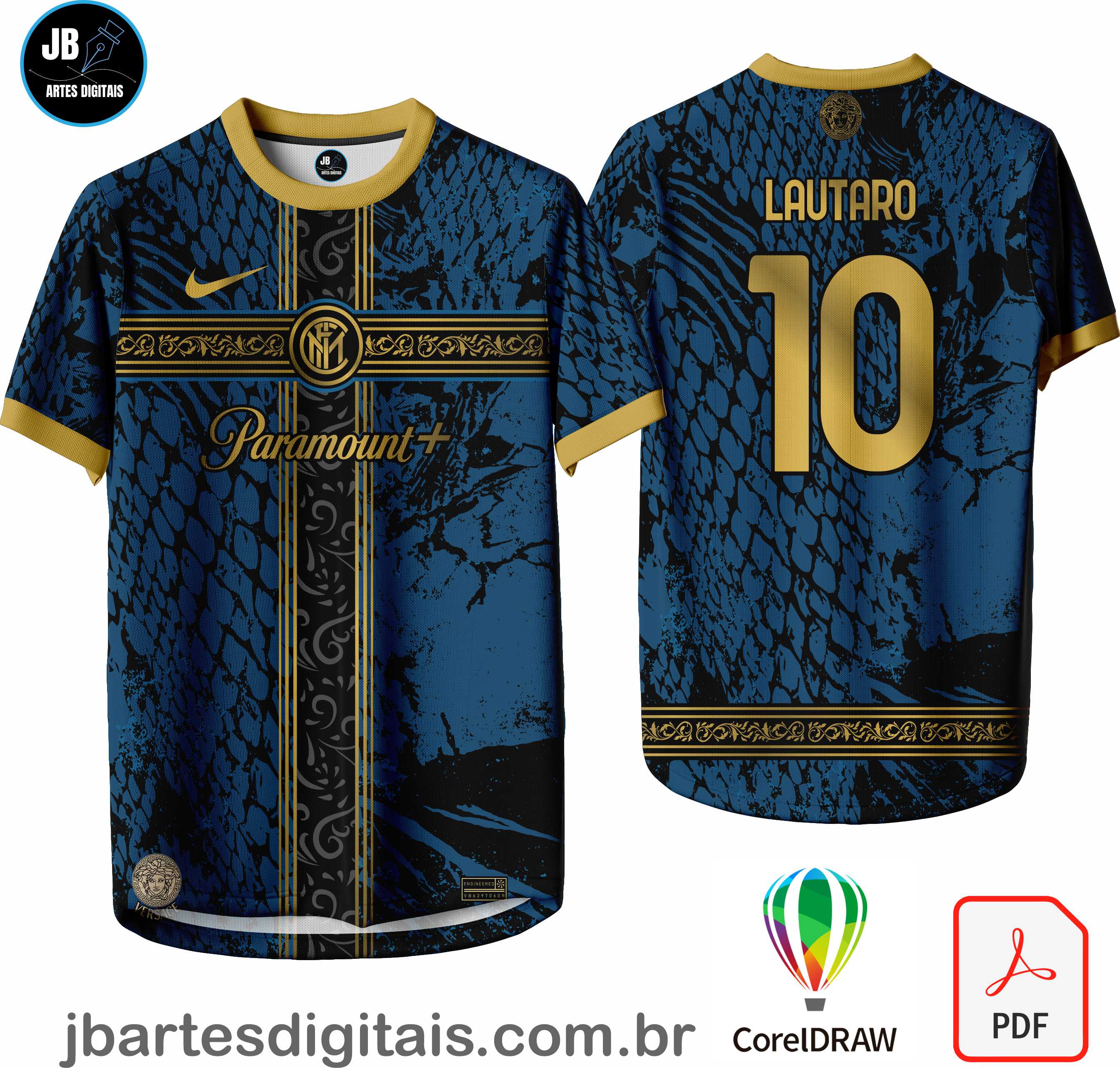 Arte camiseta Futebol Sublimação Total (INTER DE MILAN VERSACE CONCEPT)