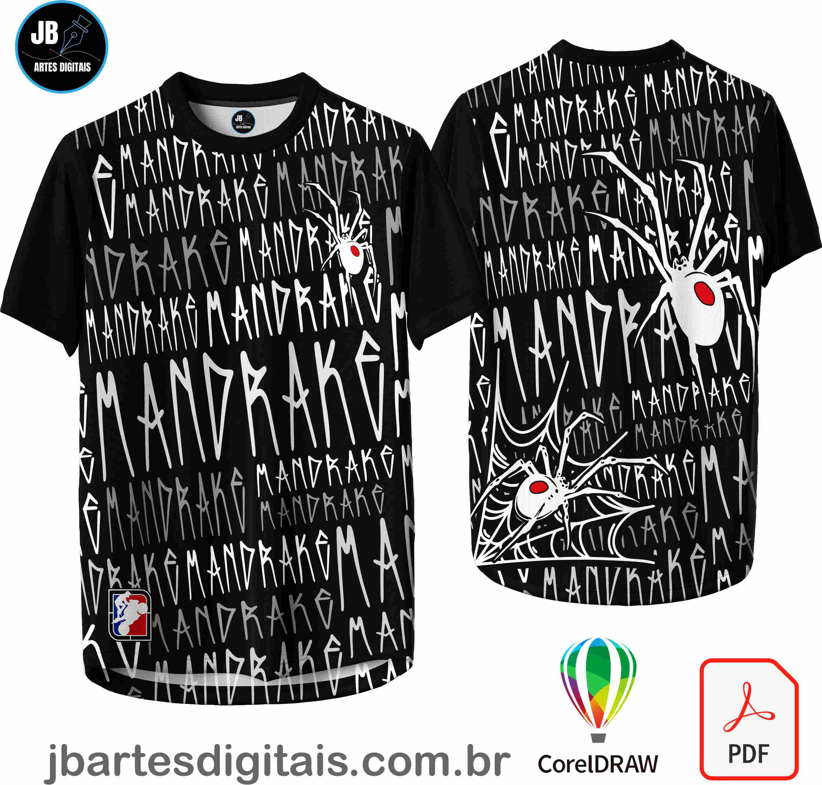 Arte camiseta Quebrada Sublimação Total (favela mandrake aranha)