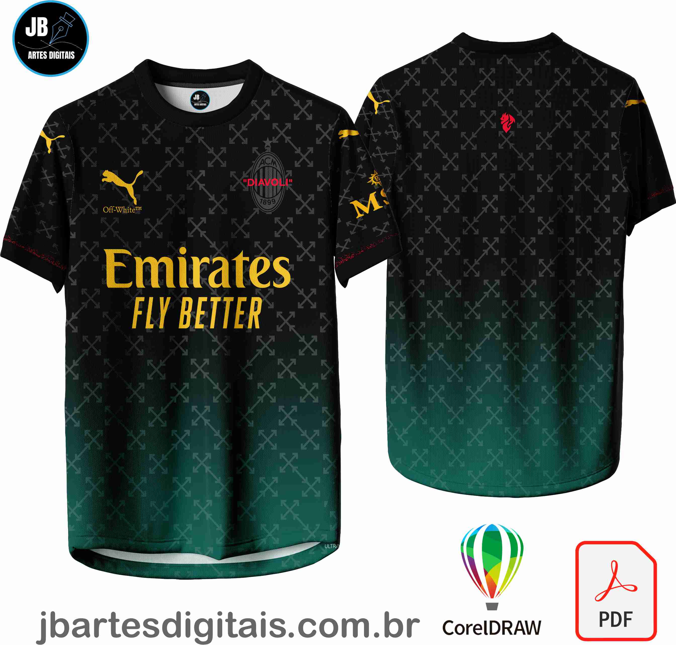 Arte camiseta Futebol Sublimação Total (AC Milan Cuarta 2024-2025)