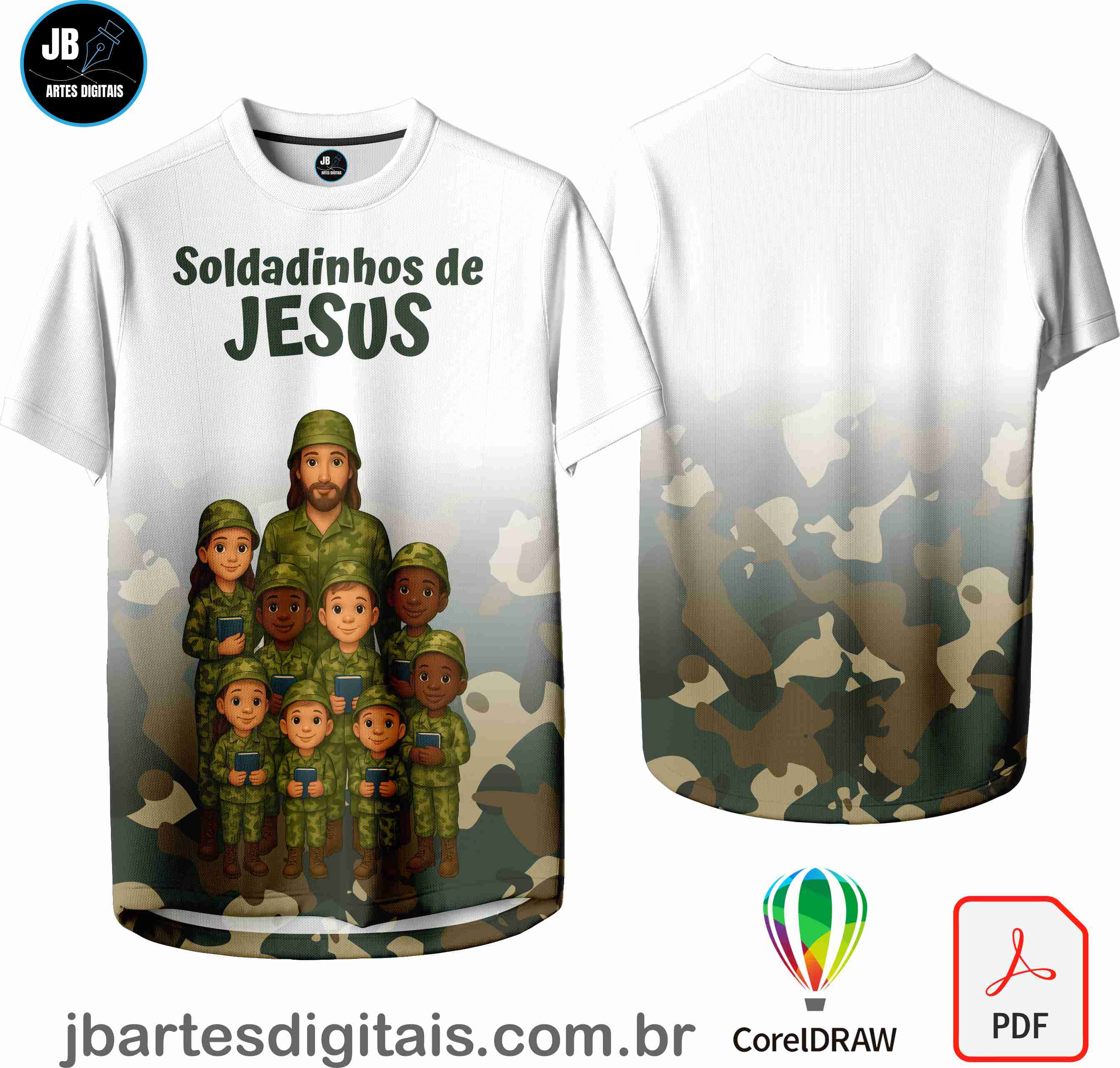 Arte camiseta Sublimação Total (SOLDADINHOS DE JESUS) 2025