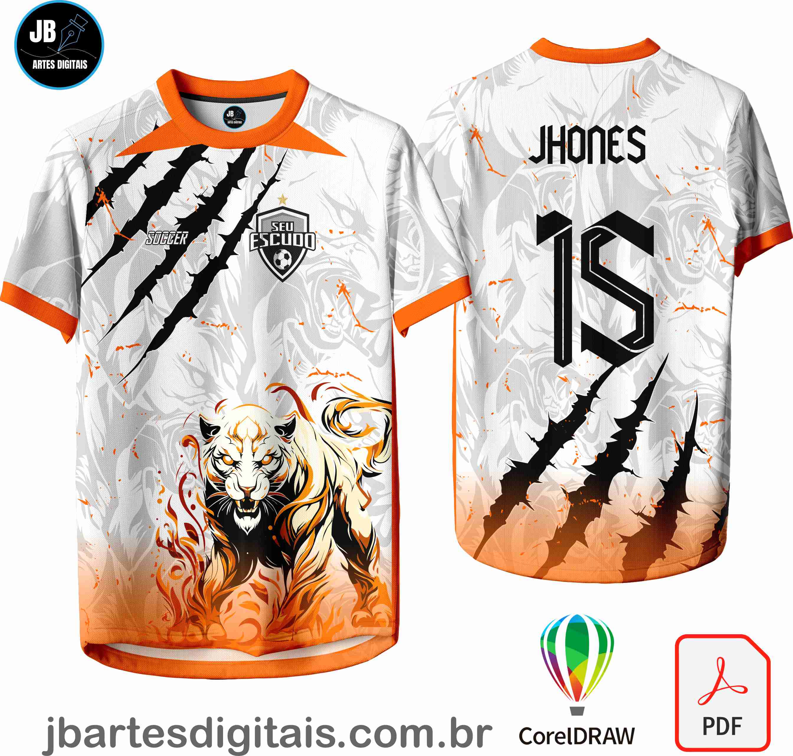 Arte camiseta Interclasse Sublimação Total (0242 Interclasse Pantera Grimclaw LARANJA)