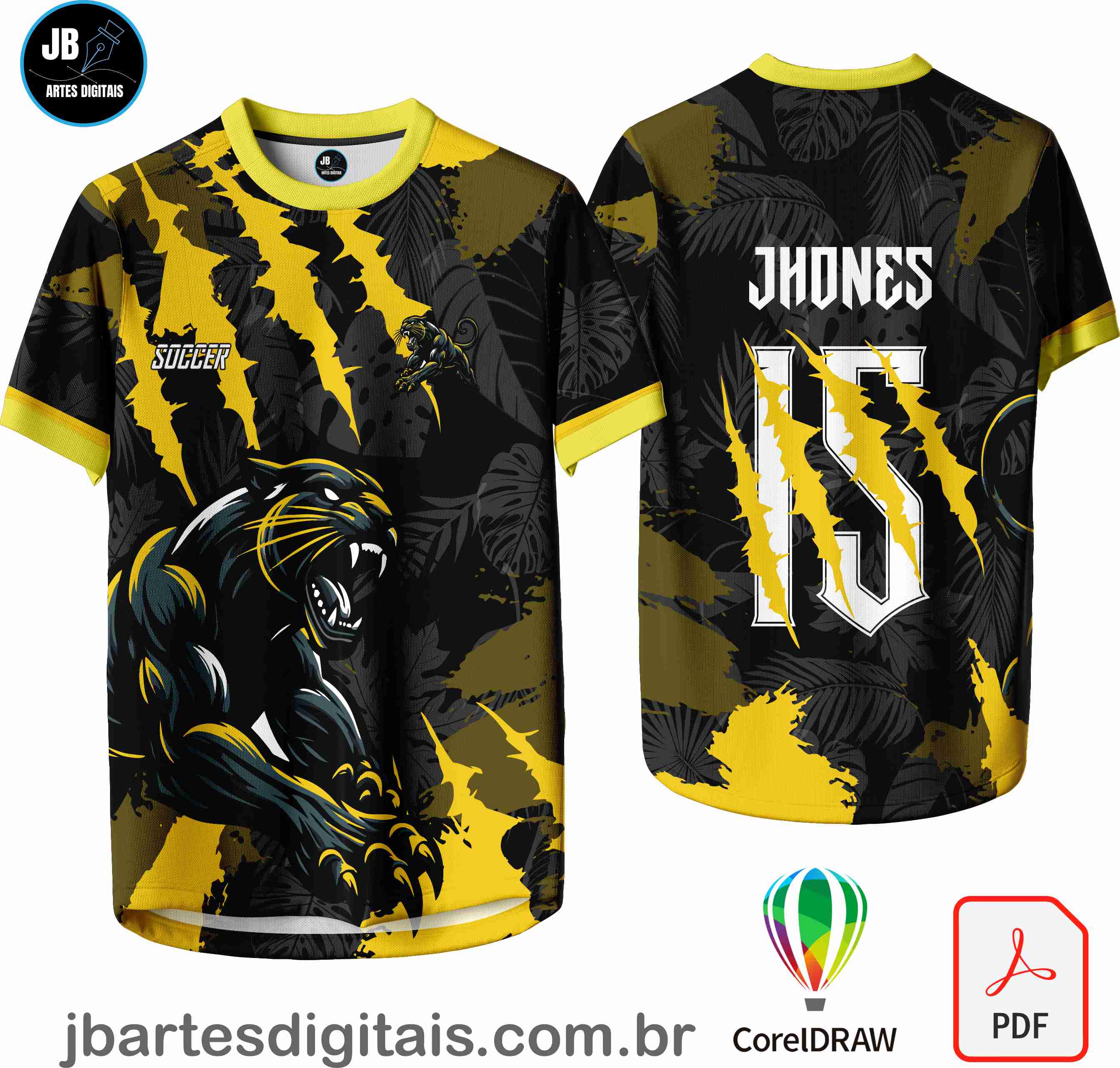 Arte camiseta Interclasse Sublimação Total (PANTERA AMARELA GARRA)