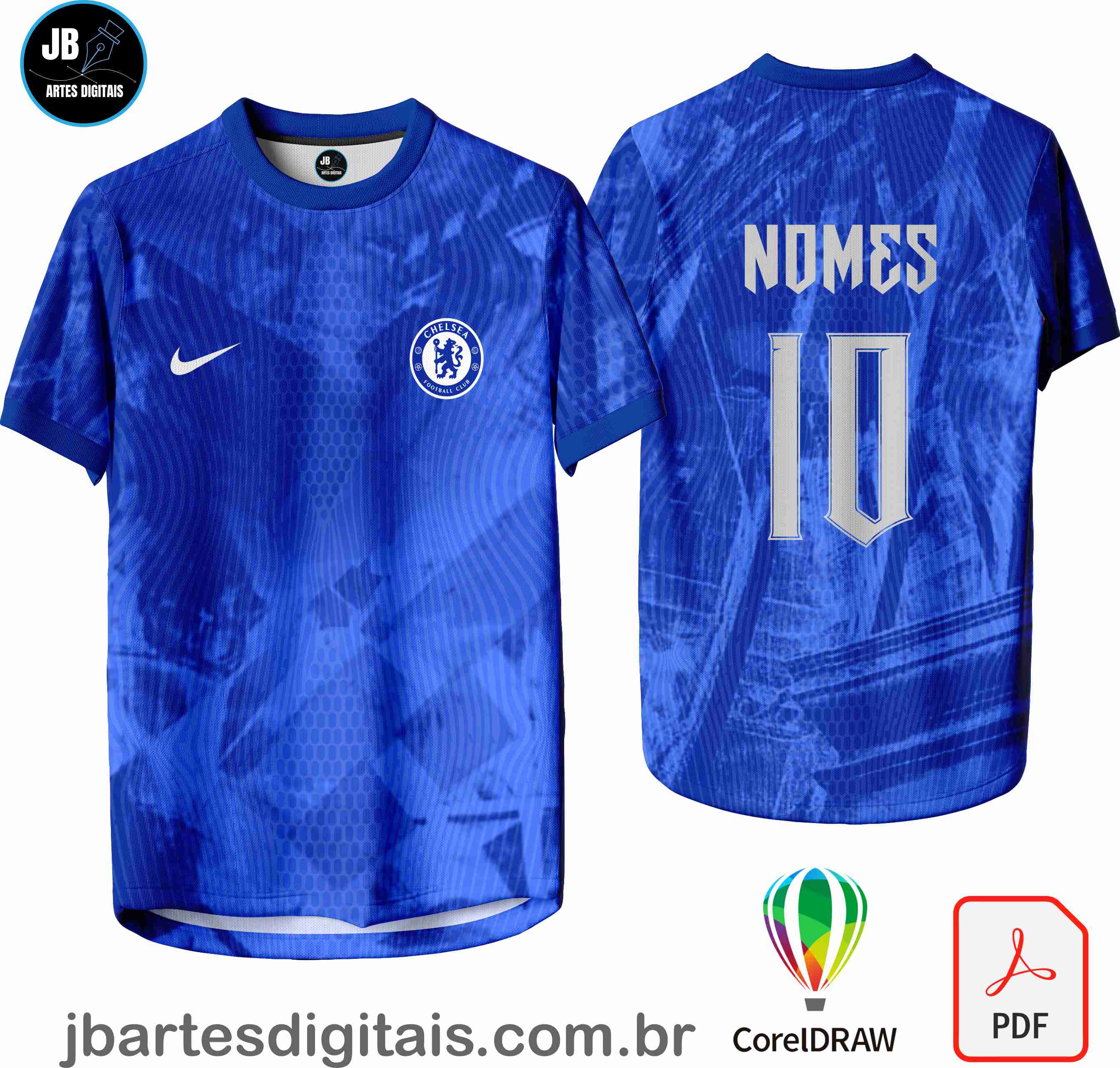 Arte camiseta Futebol Sublimação Total (Chelsea-Home-Kit-25)